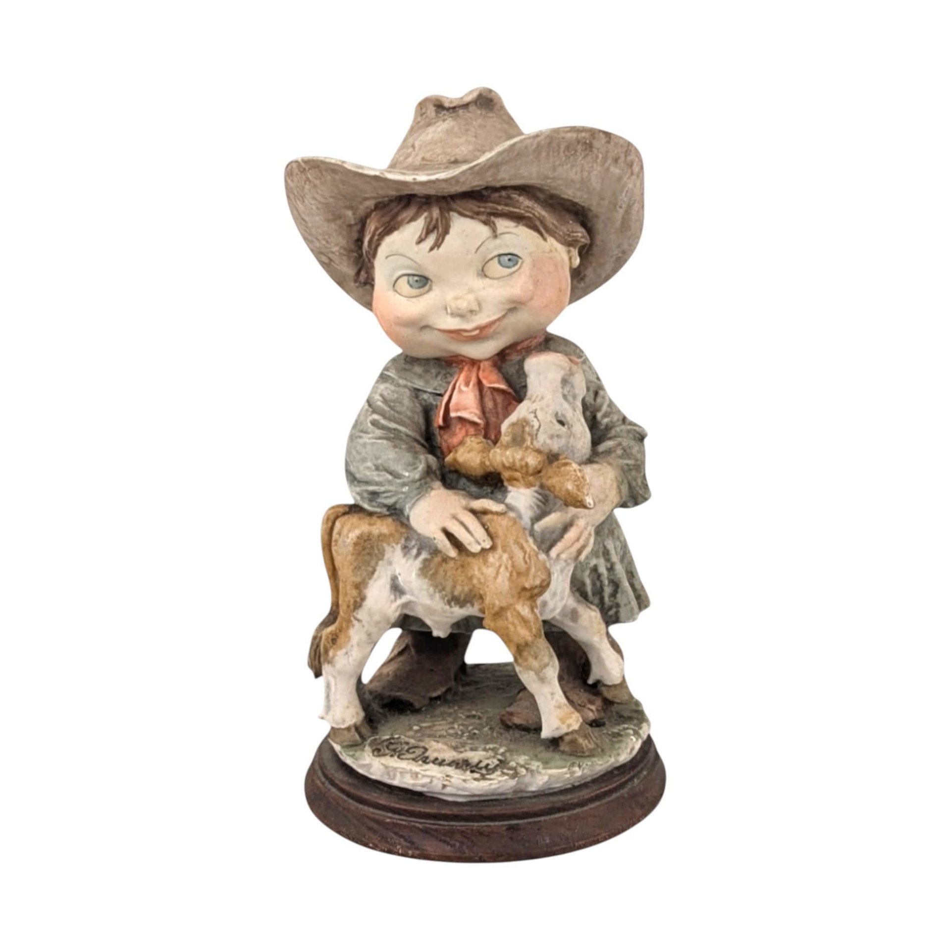 Vintage Giuseppe Armani Gulliver's World Cowgirl with Calf Figurine
