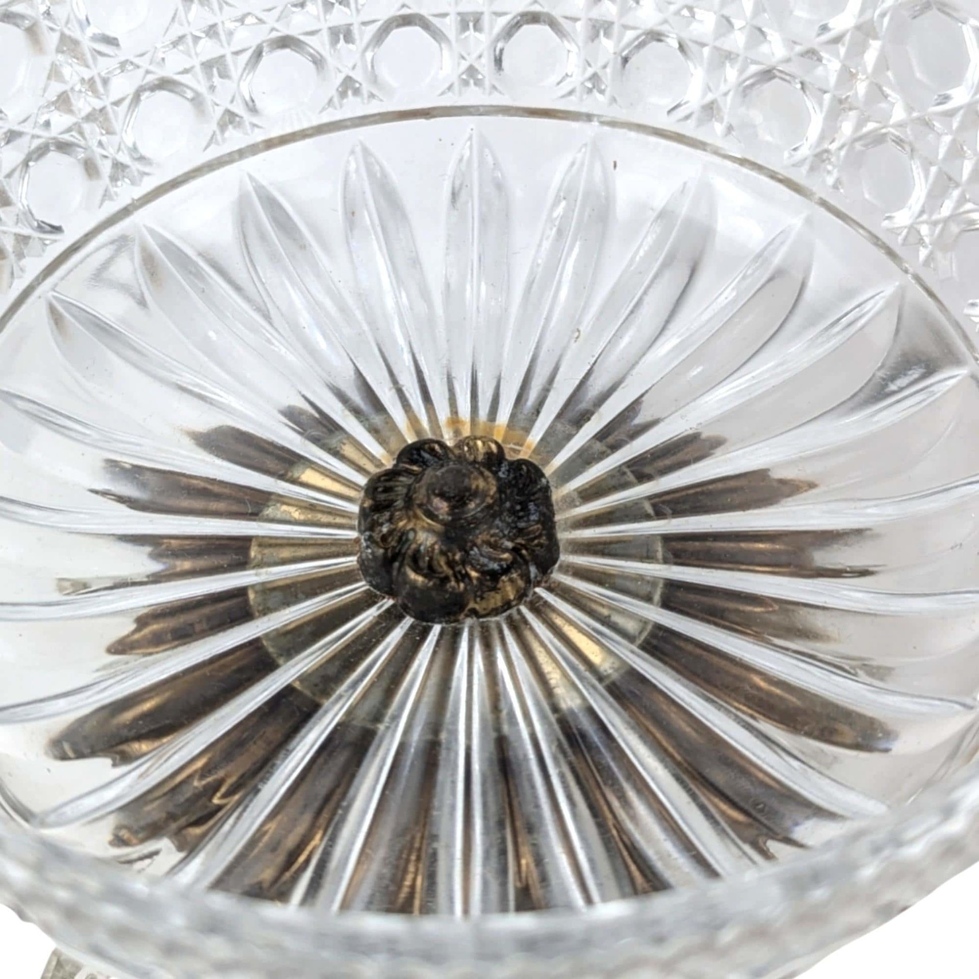 Vintage Italian Crystal and Marble Lidded Candy Dish