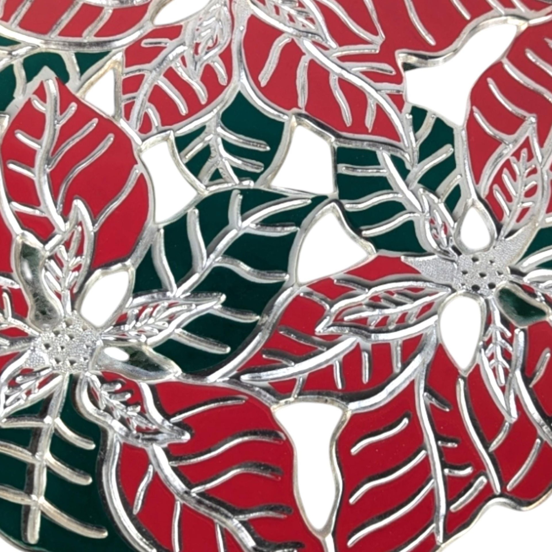 Vintage Regal Silver Metal Poinsettia Trivet