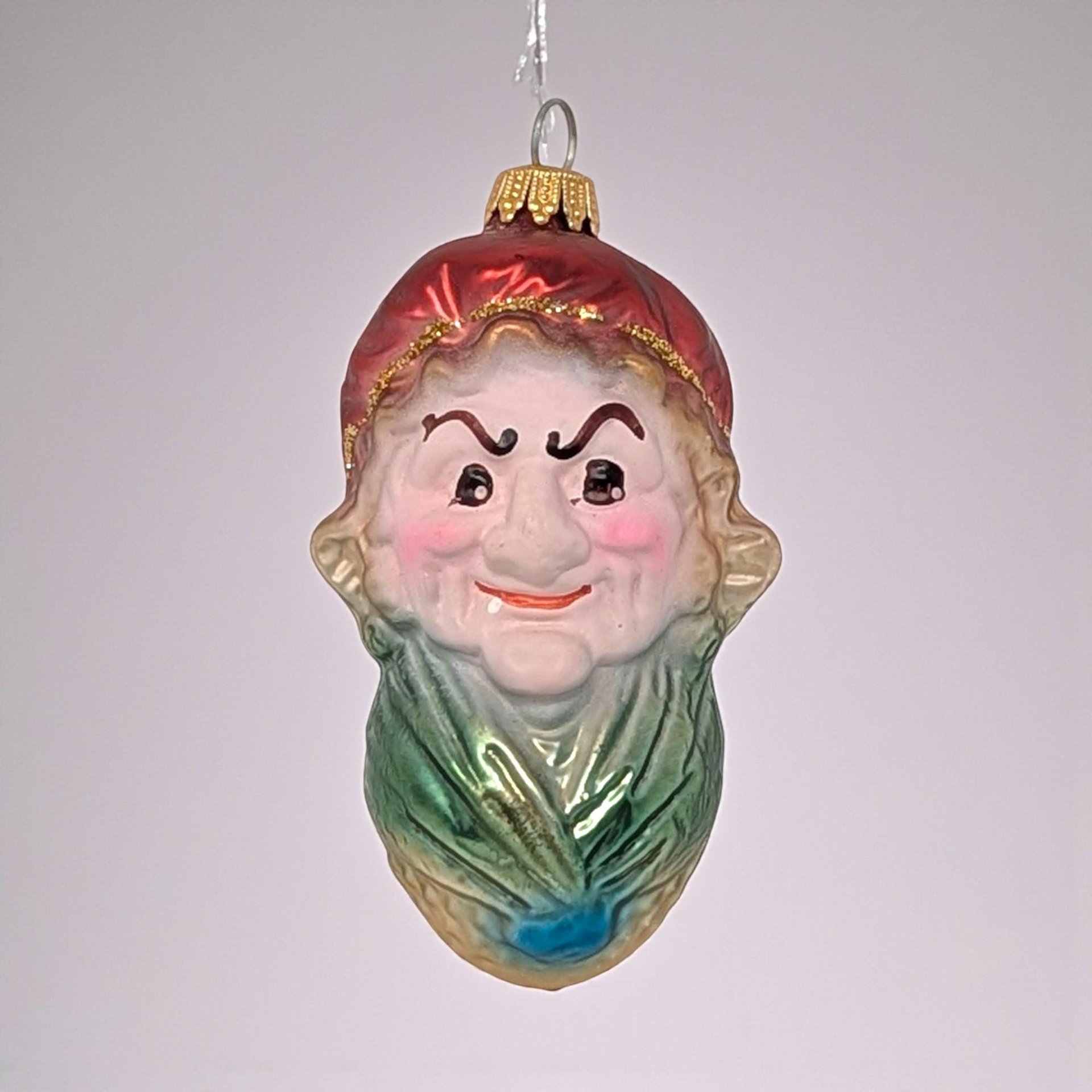 Vintage Grumpy Dwarf Glass Ornament