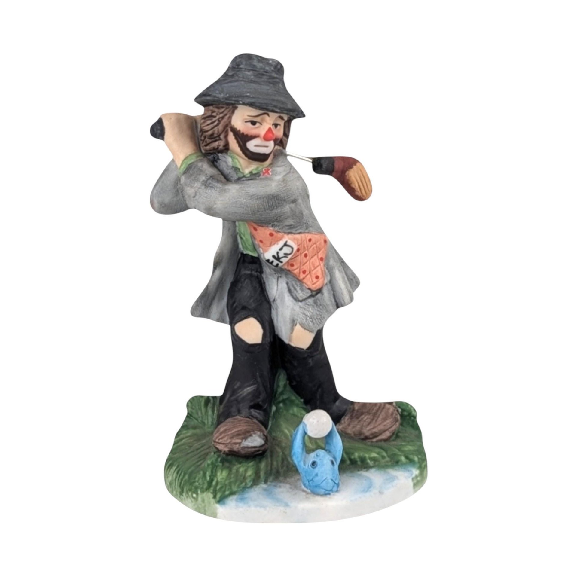 Vintage Flambro Emmett Kelly Jr Hobo Clown Golfer Figurine