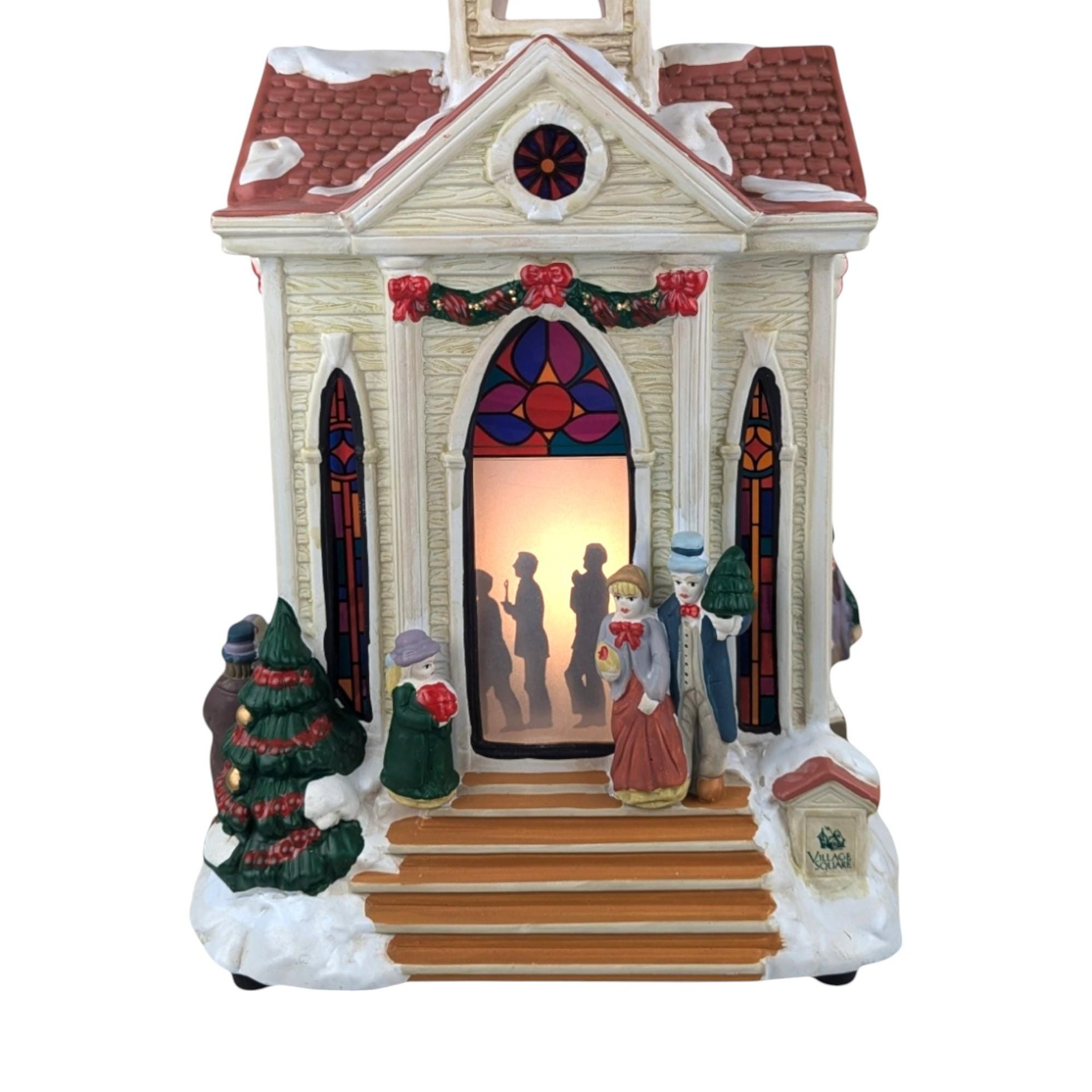 1998 Mr. Christmas Village Square Lighted Silhouette Church