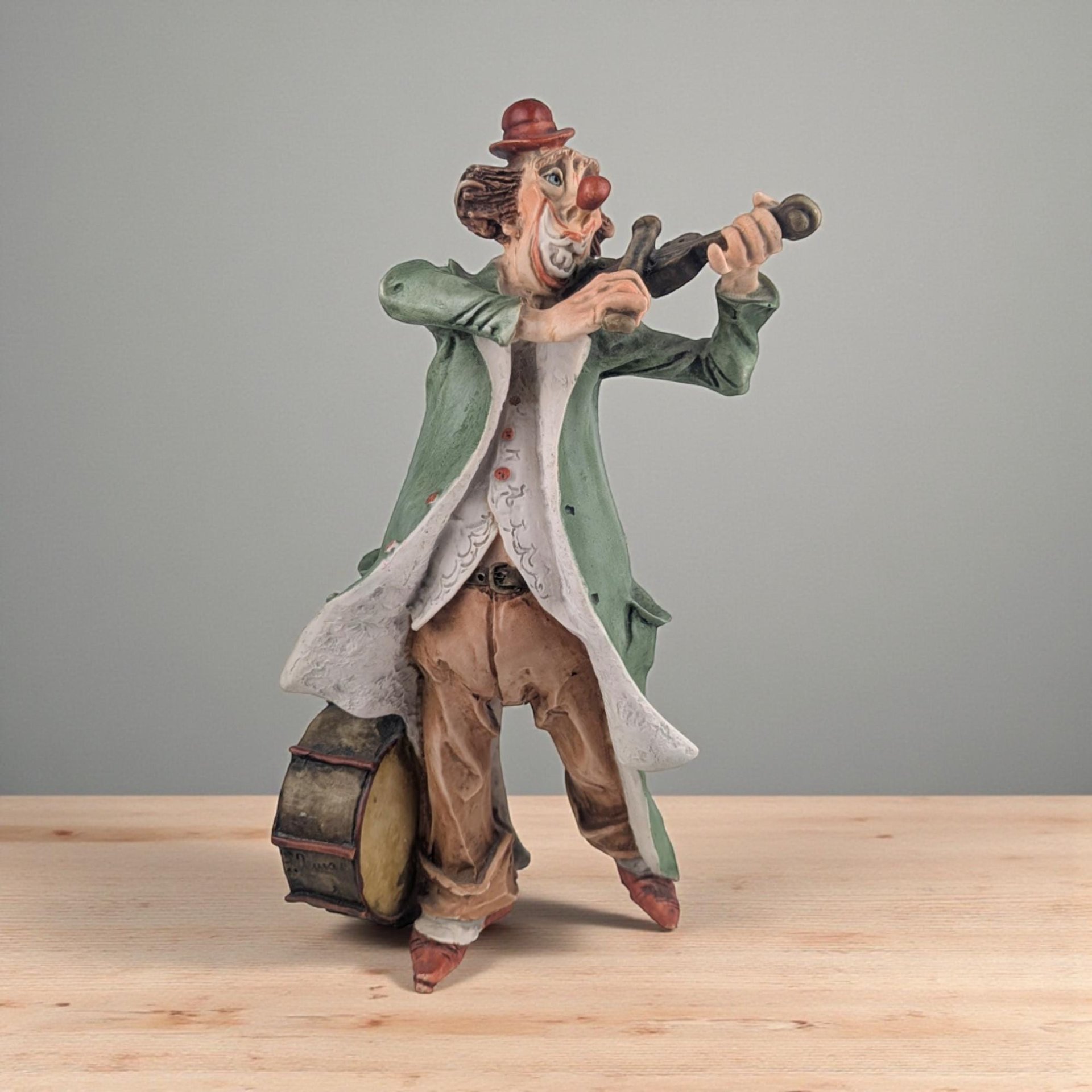 Vintage Capodimonte Clown with Fiddle & Drum