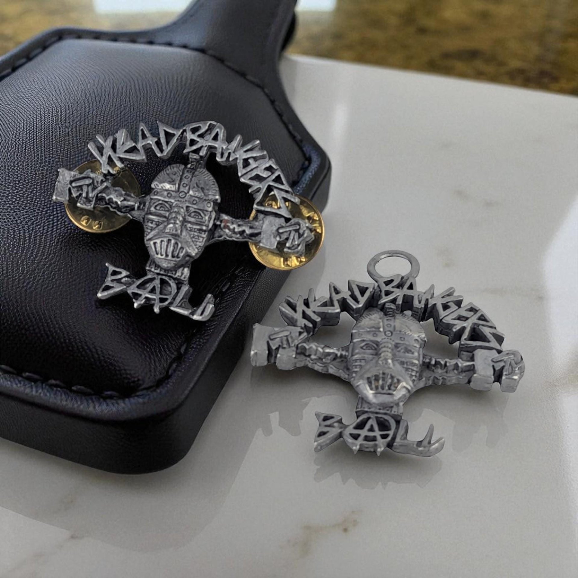 1993 MTV Headbangers Ball Pewter Pendant and Pin Set