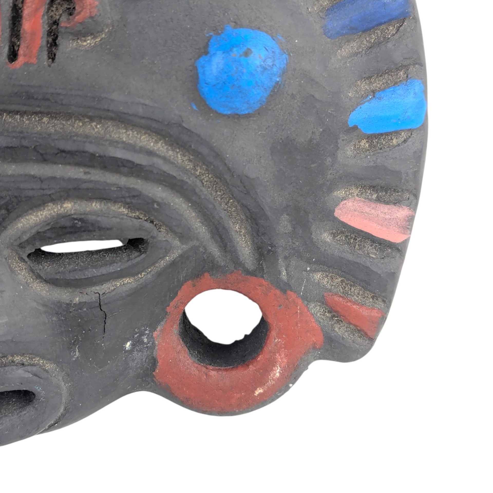 Vintage Clay Folk Art Mask Wall Hanging