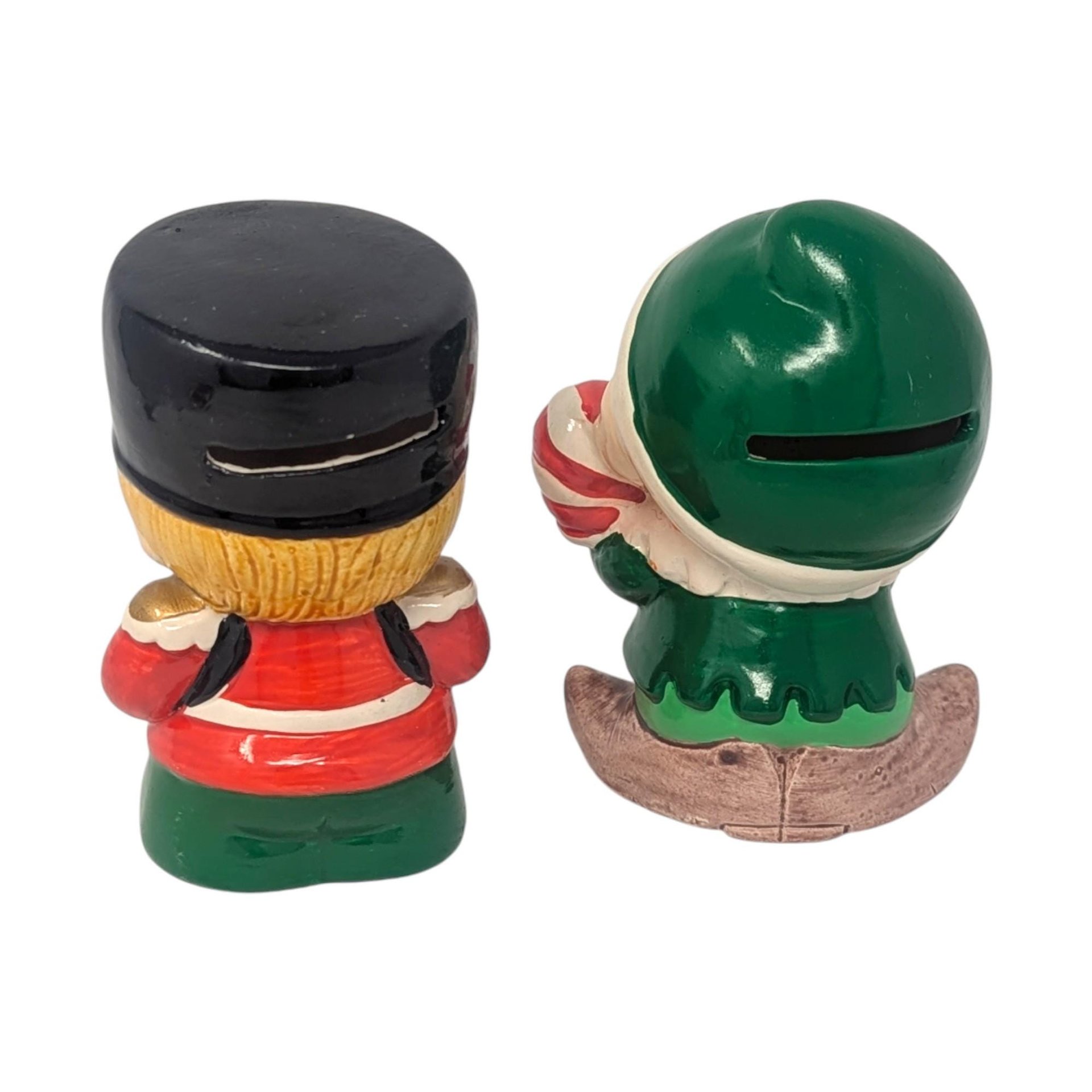 Vintage Enesco Christmas Toy Soldier & Elf Banks