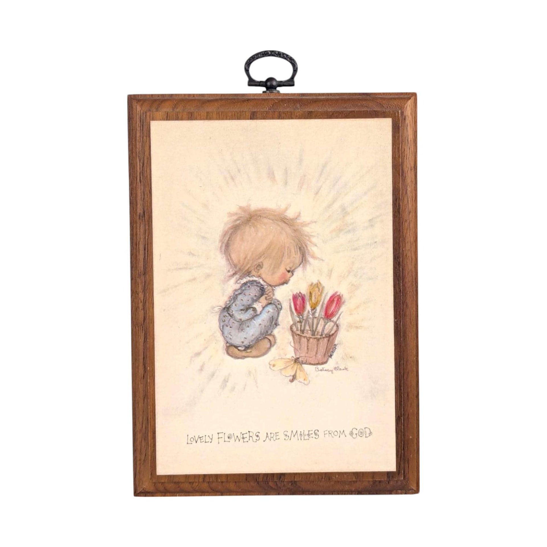 Vintage Betsey Clark Wooden Wall Plaque Pair