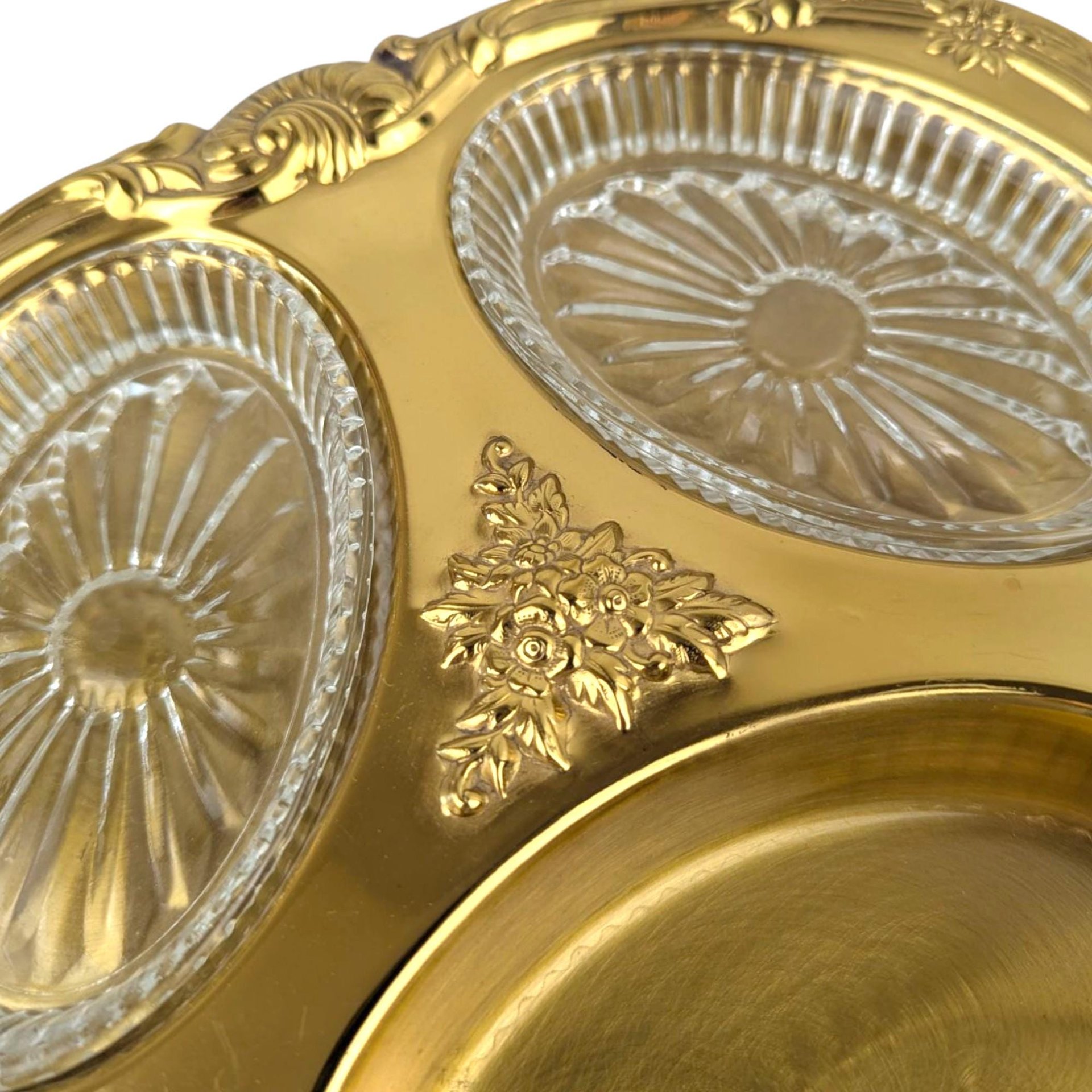 Vintage Copper Craft Guild Glass & Metal Serving Tray