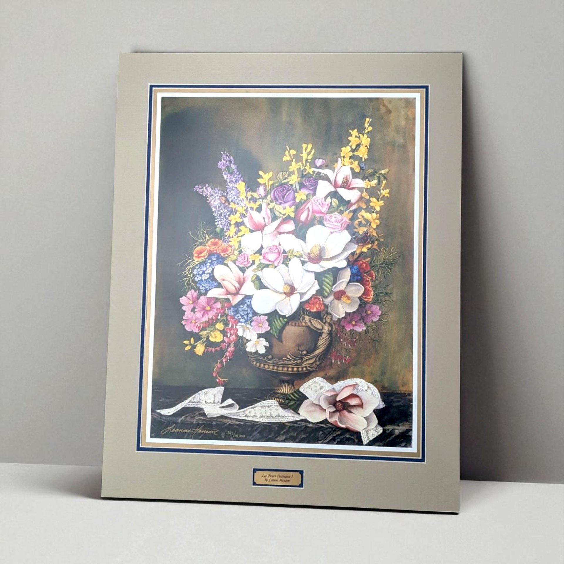 Signed Leanne Hanson 'Les Fleurs Classiques I' Floral Print