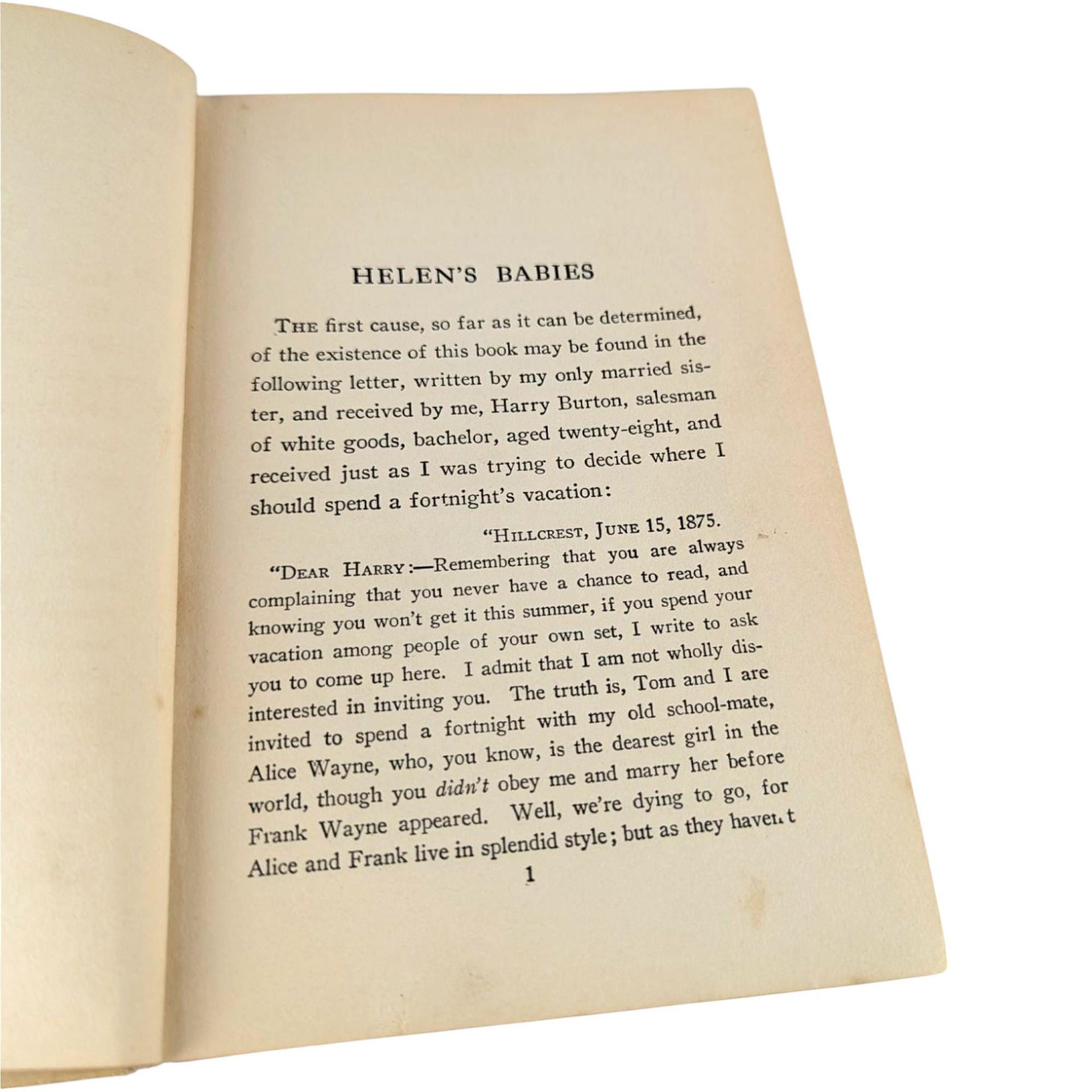 Antique 'Helen’s Babies' Hardcover by John Habberton