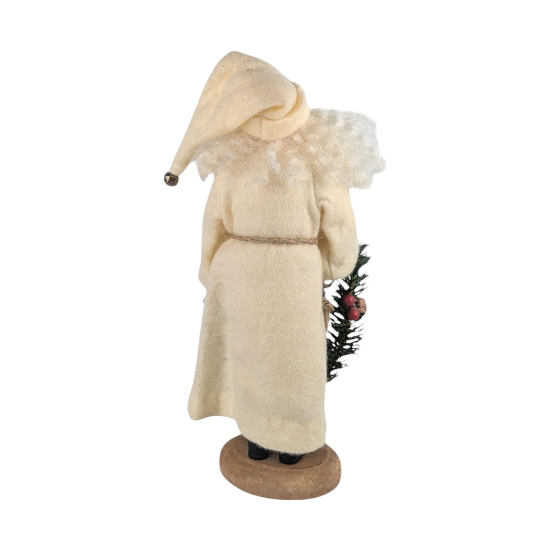 Vintage Cream-Clothed Woodland Santa Figure