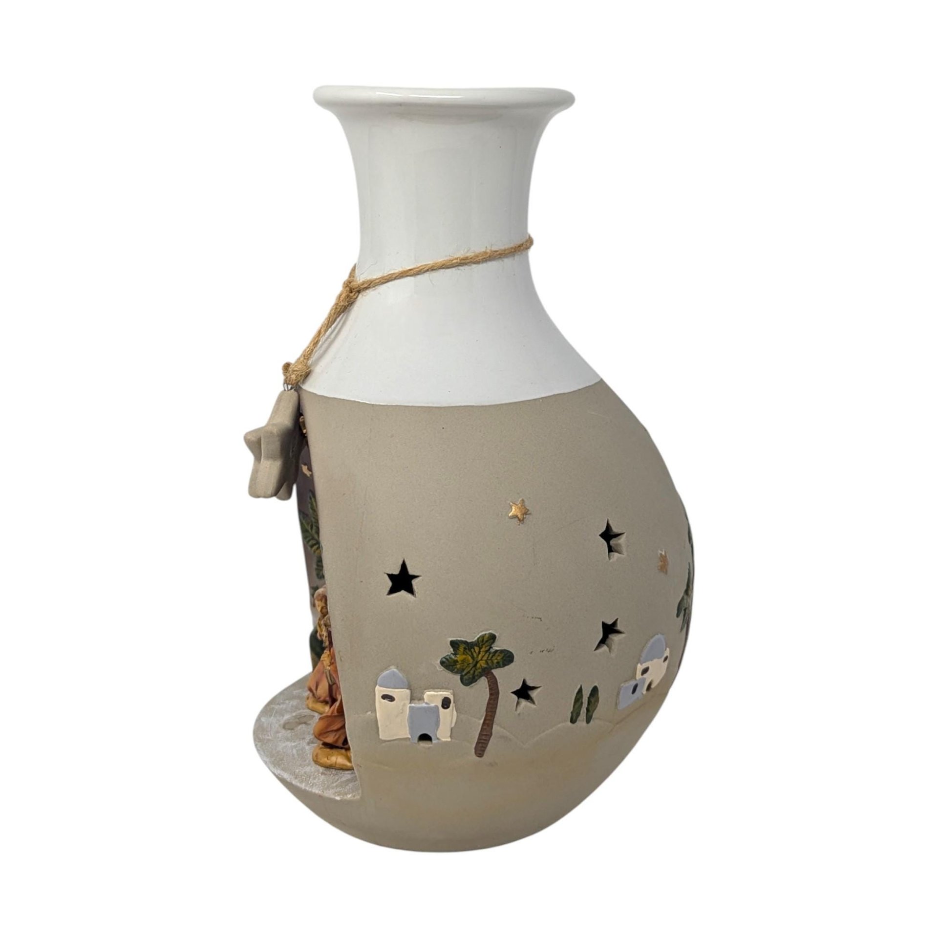 Vintage Roman Ceramic Light-Up Nativity Vase