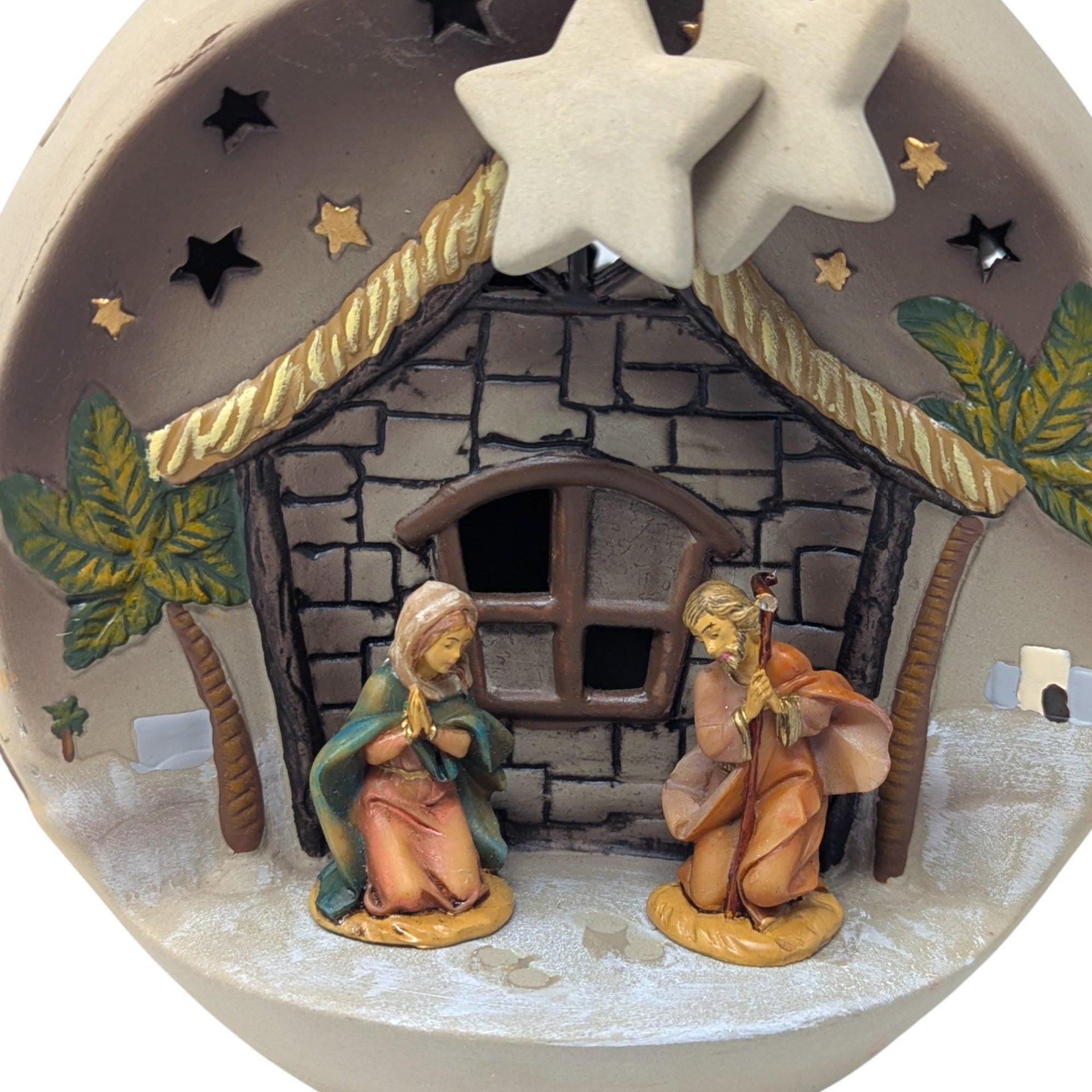 Vintage Roman Ceramic Light-Up Nativity Vase