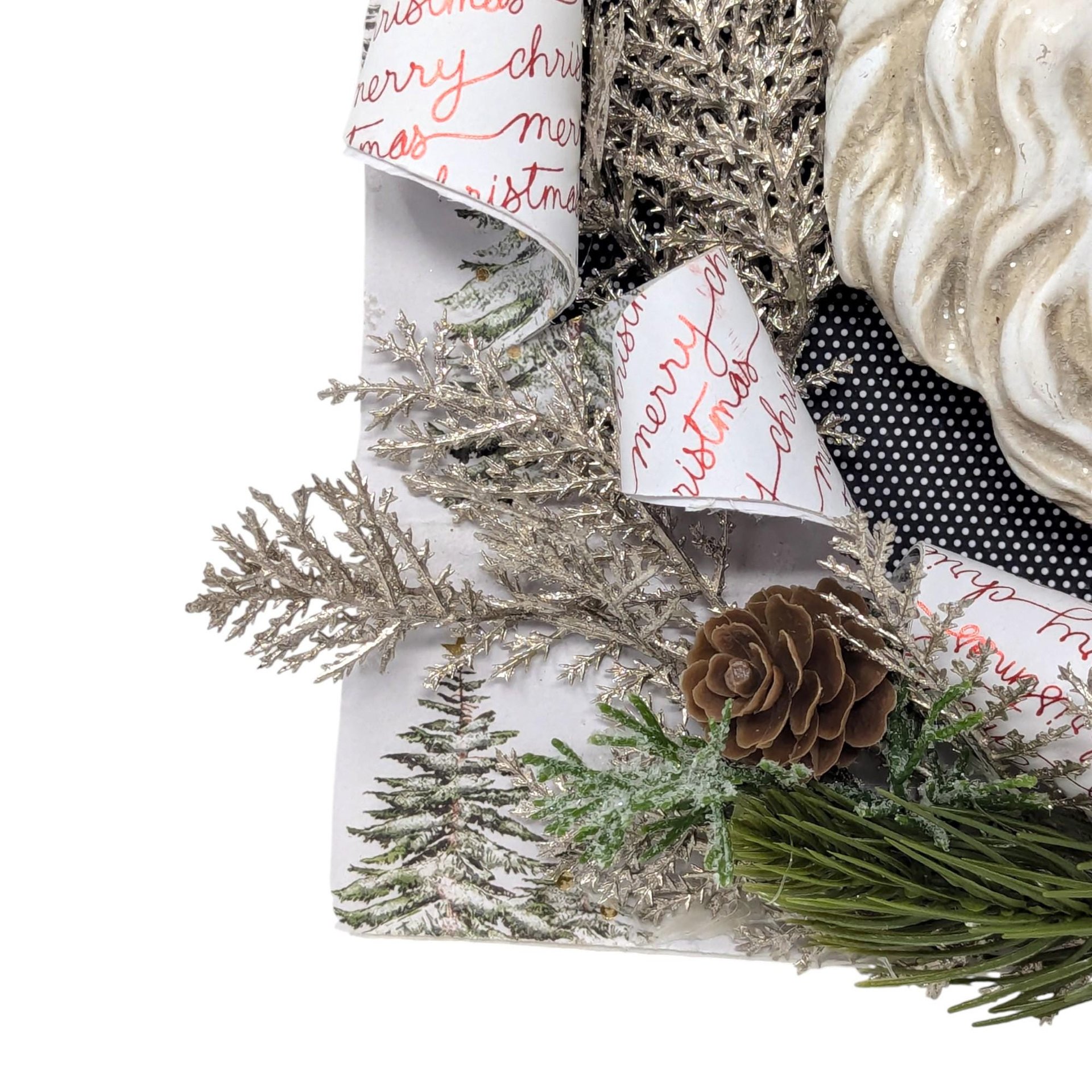 Vintage Handmade Mixed Media Santa Wall Canvas