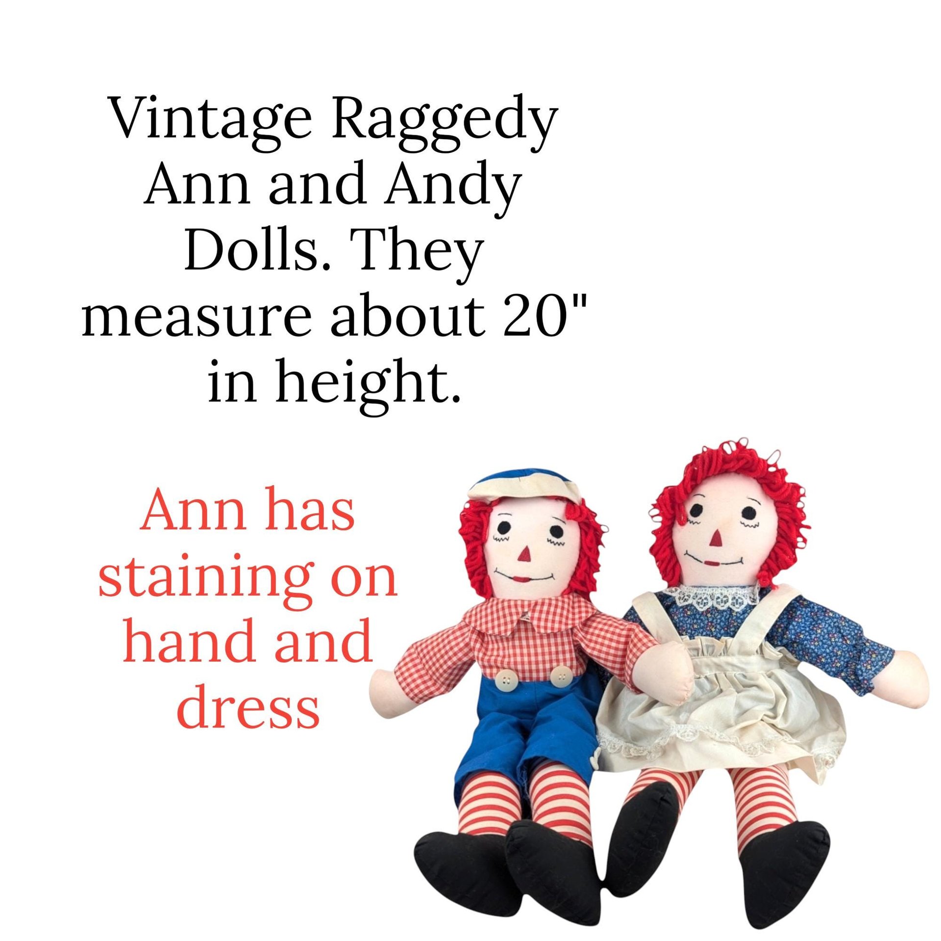 Vintage Raggedy Ann and Andy Plush Doll Pair