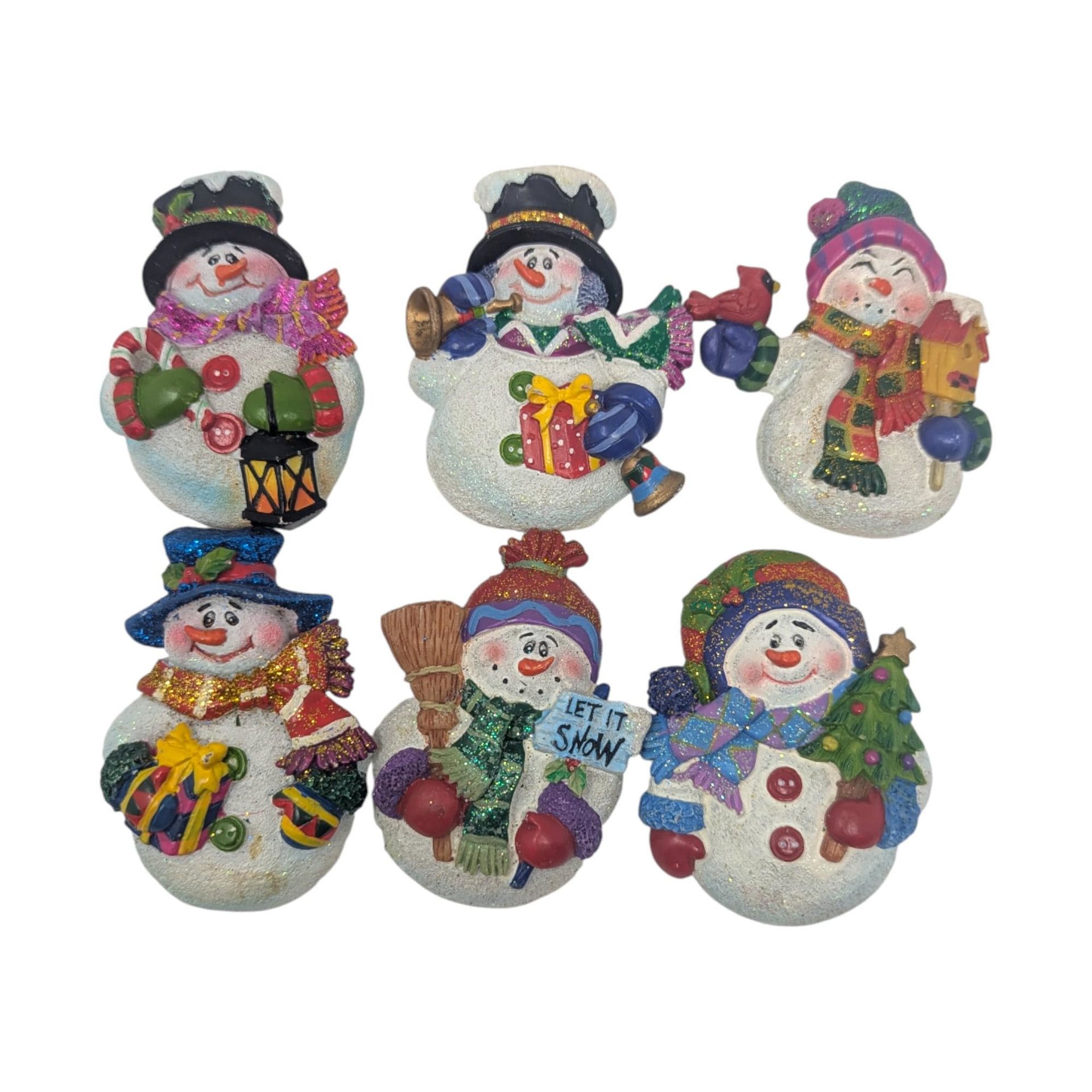 2005 MSR Resin Snowman Refrigerator Magnets Set of 6