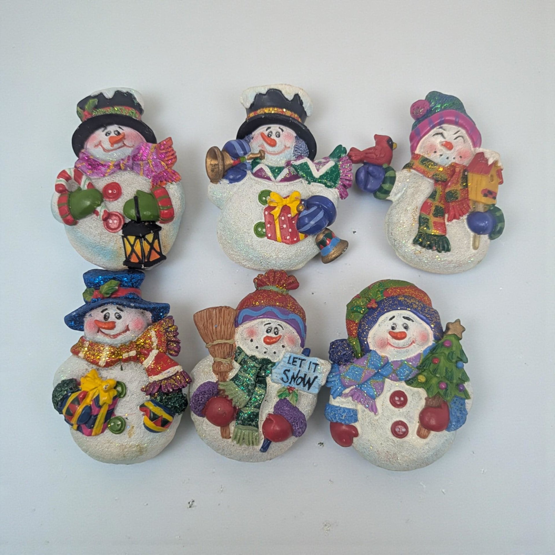 2005 MSR Resin Snowman Refrigerator Magnets Set of 6