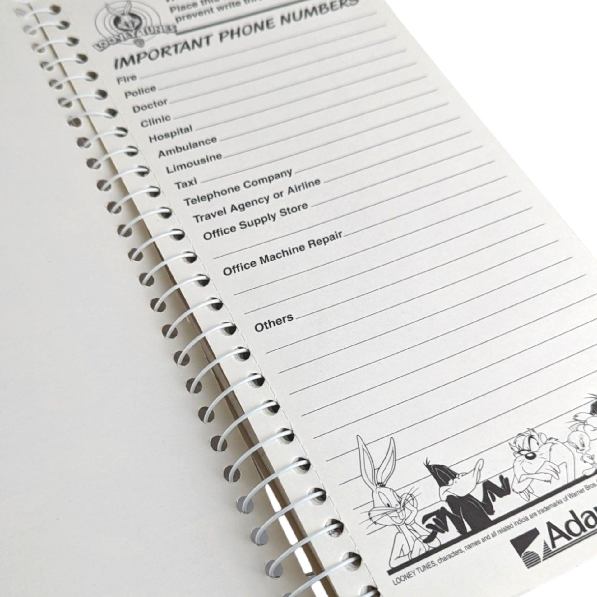 1997 Looney Tunes Taz on Office Etiquette Phone Message Book