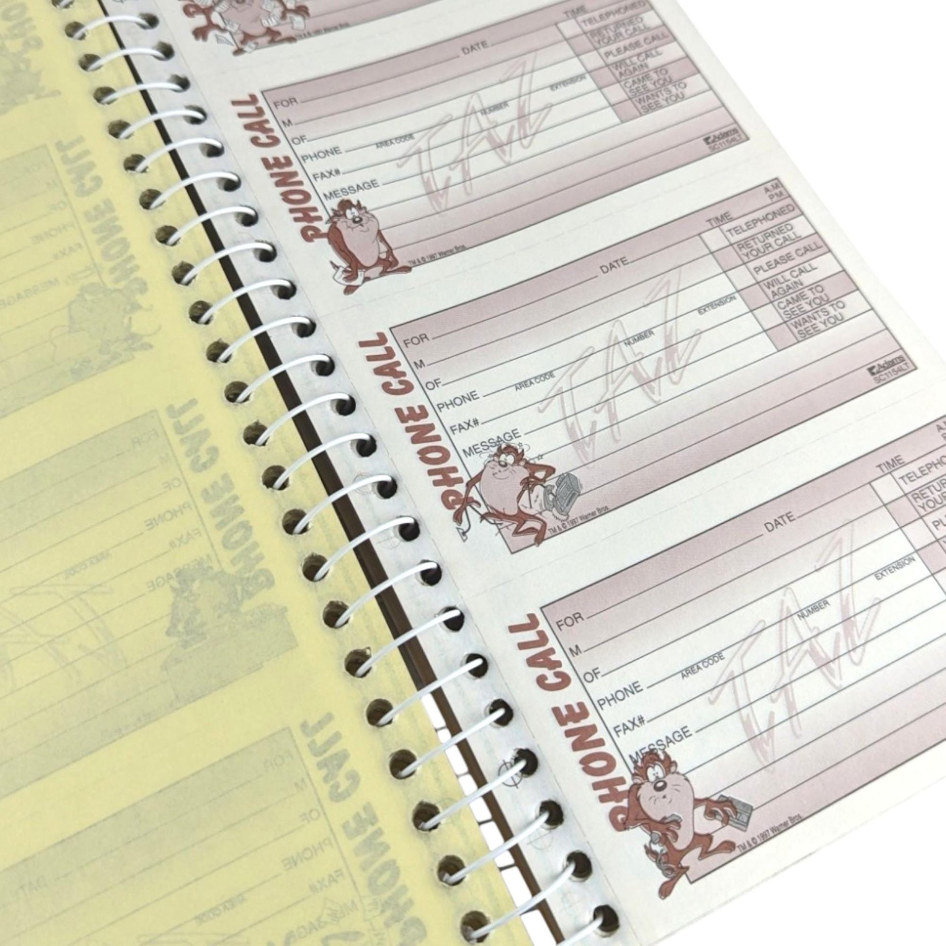 1997 Looney Tunes Taz on Office Etiquette Phone Message Book