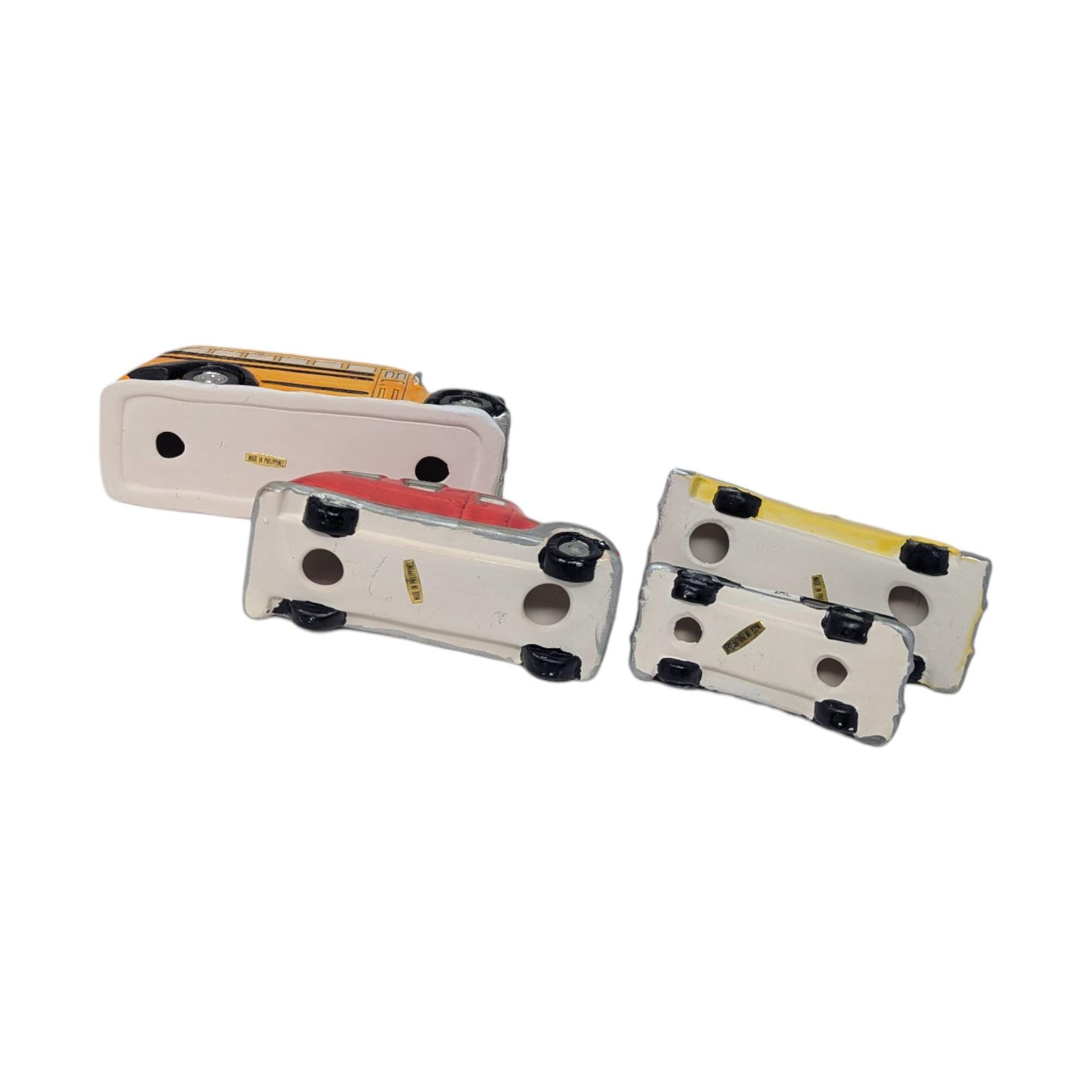 Vintage Ceramic Village Vehicles Set of 4 Made in Philippines