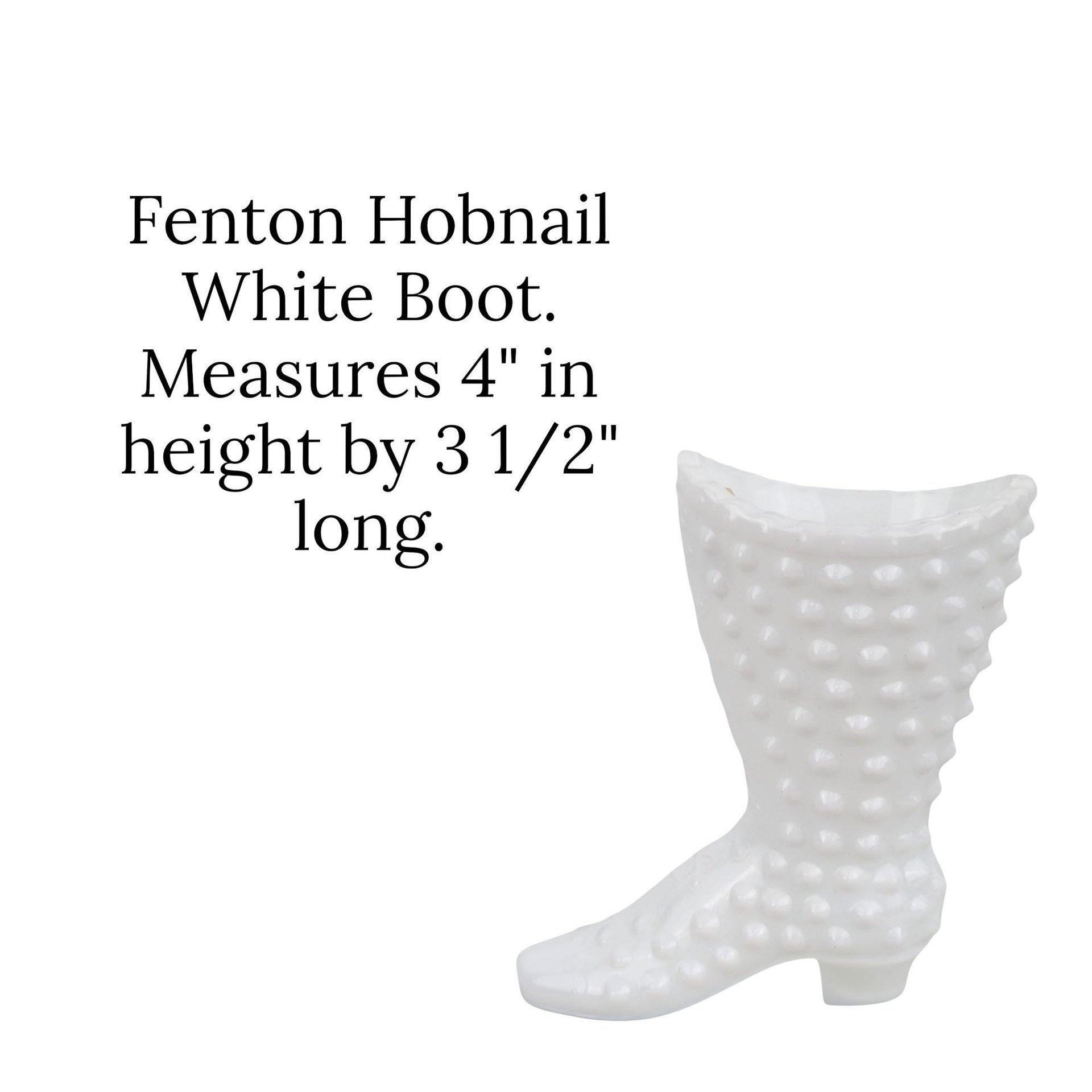 Fenton Hobnail White Milk Glass Boot Figurine