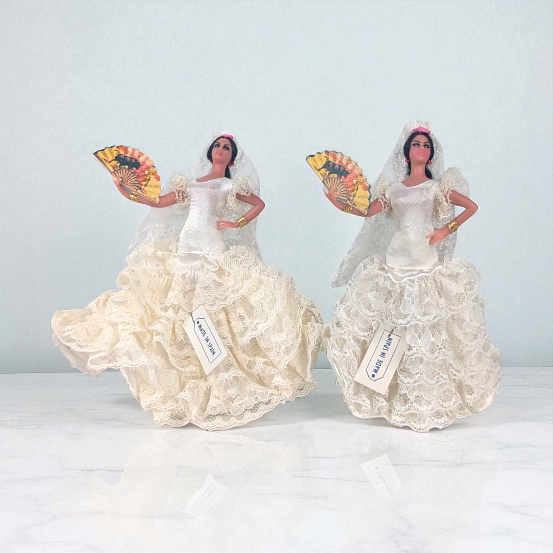 Vintage Pair of 6.5" Marin Chiclana Spain Flamenco Dolls