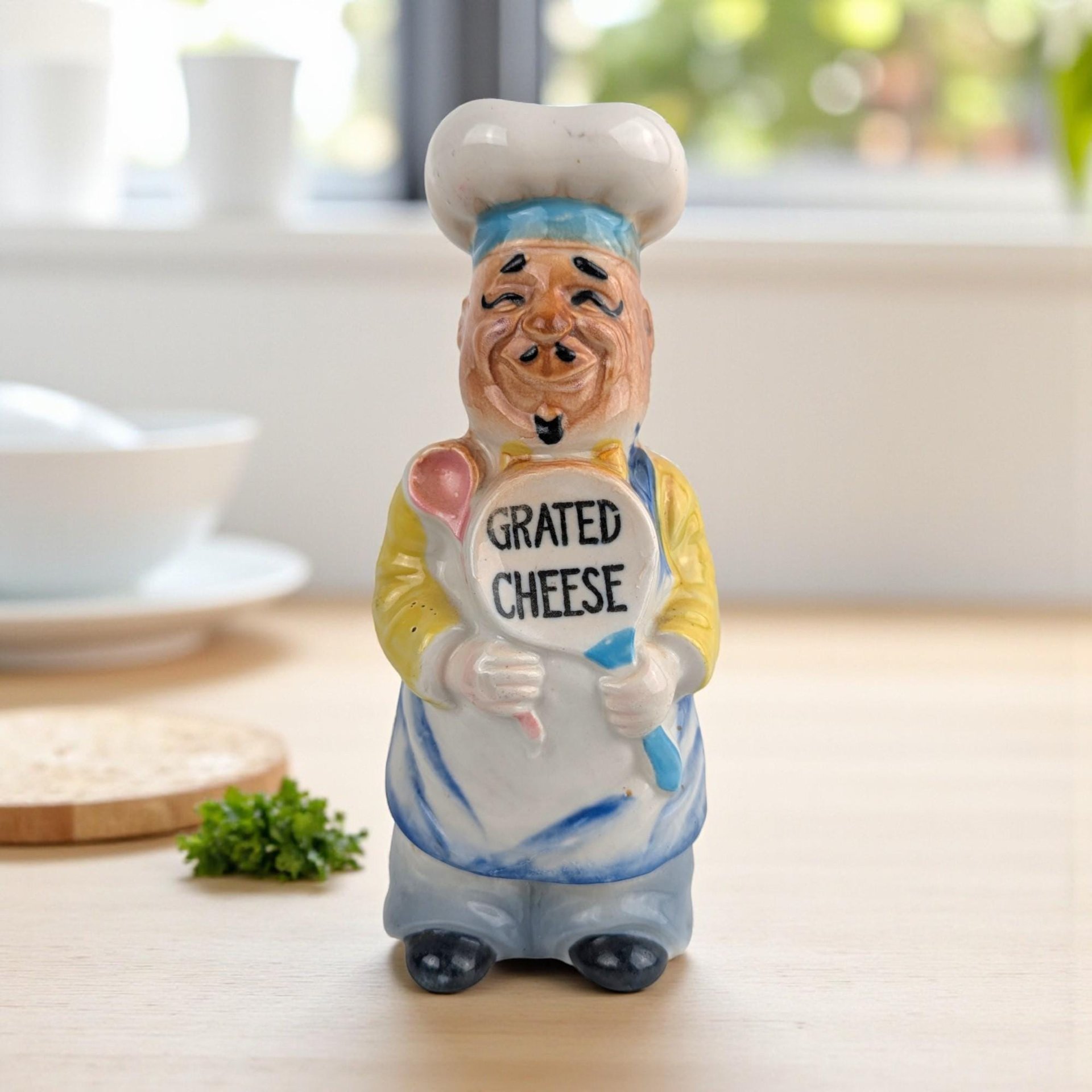 Vintage 7" Luigi Chef Ceramic Grated Cheese Shaker