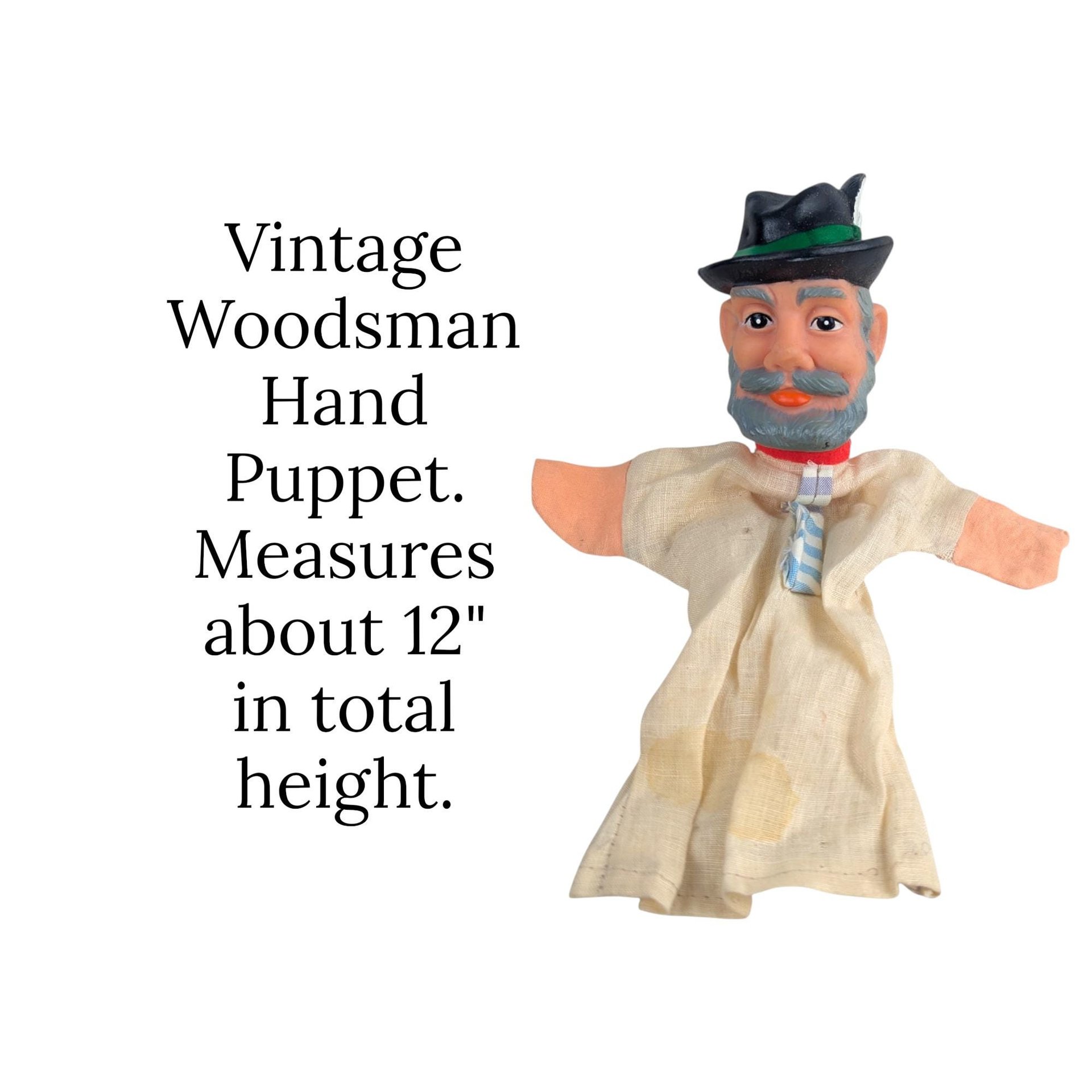 Vintage Woodsman Hand Puppet: Rubber Head German Style Folk Art Toy
