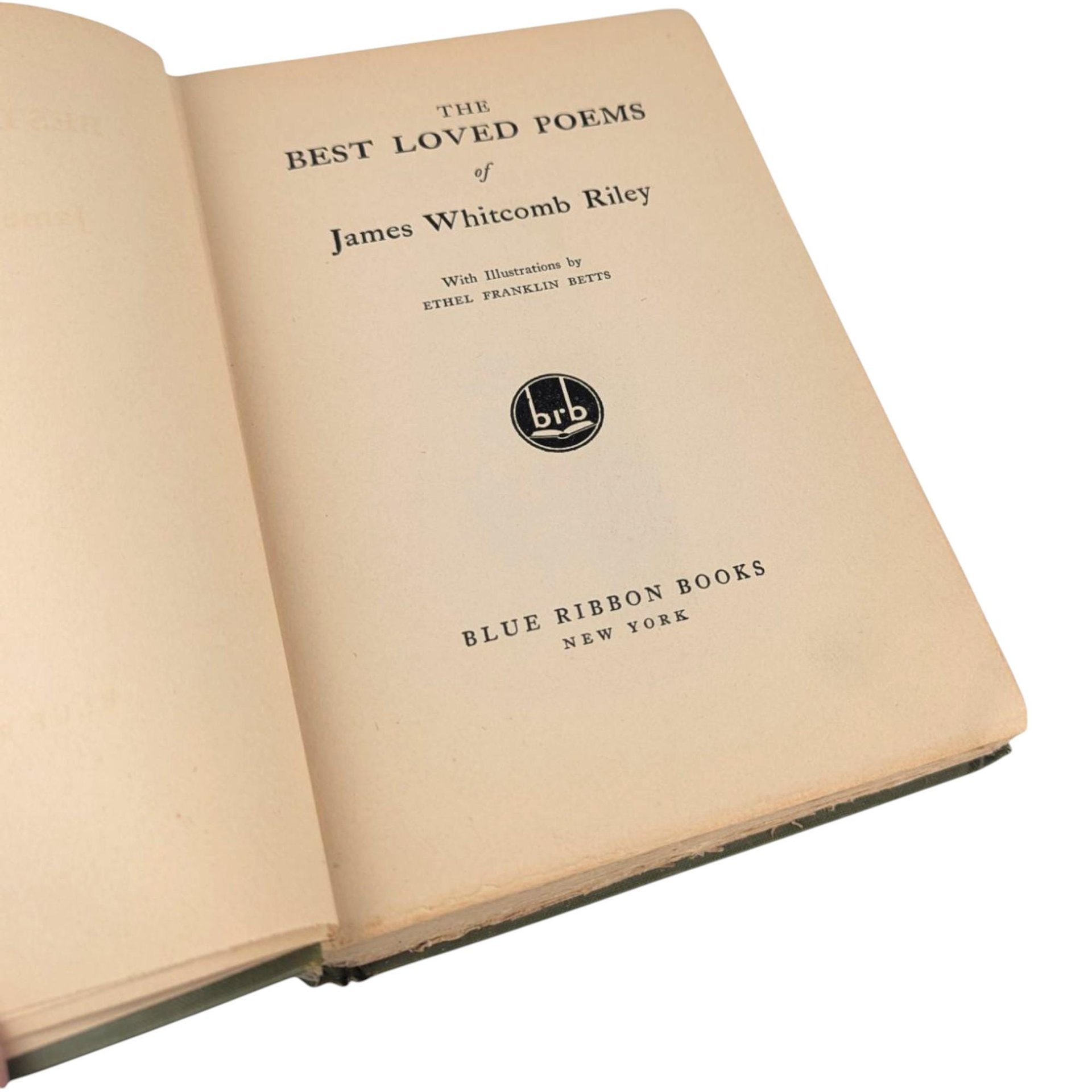 1920 'The Best Loved Poems of James Whitcomb Riley' Hardcover Book