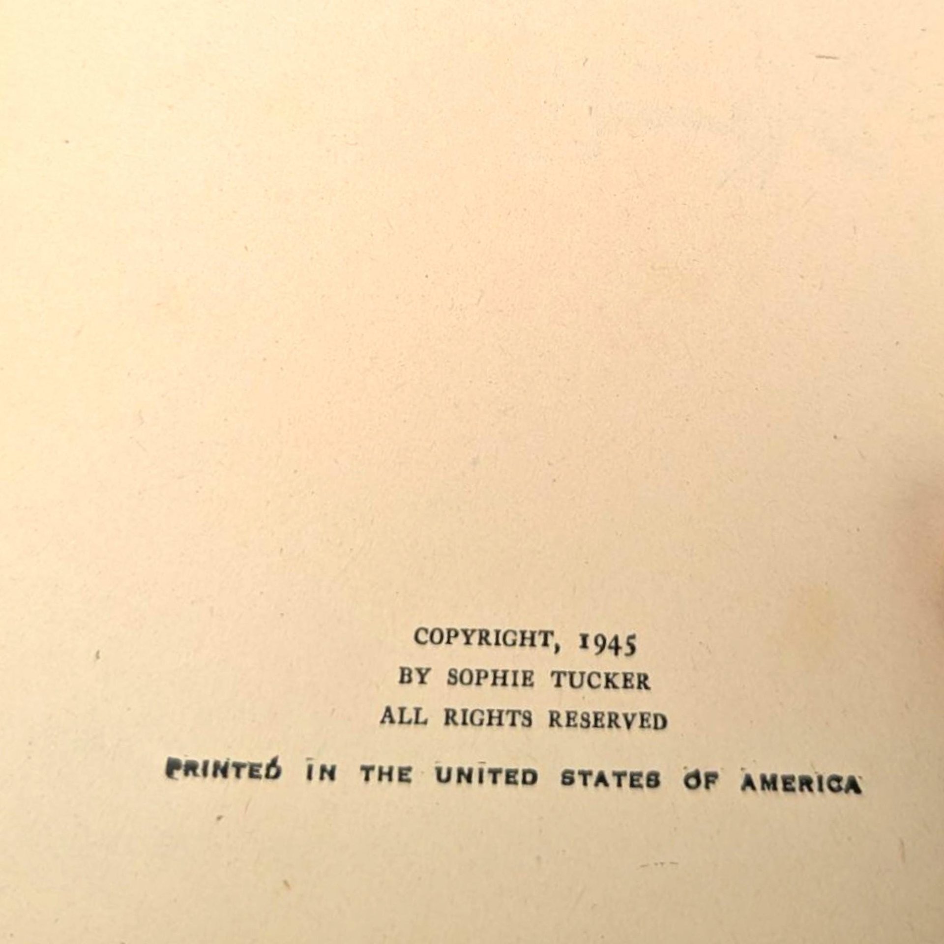 1945 Autographed 'Some of These Days' Sophie Tucker Autobiography