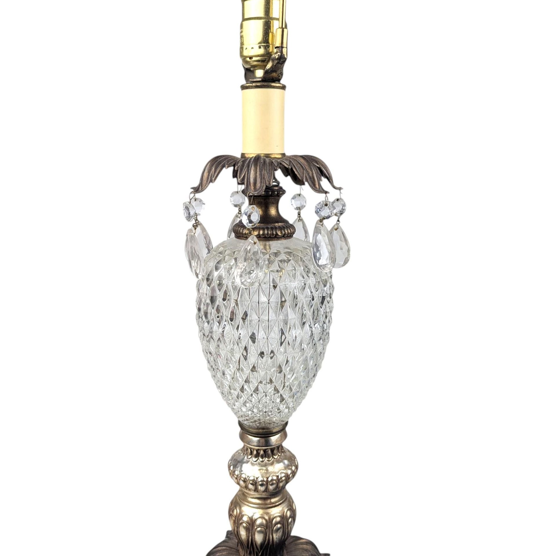 Vintage Hollywood Regency Crystal Pineapple Lamp with Prisms