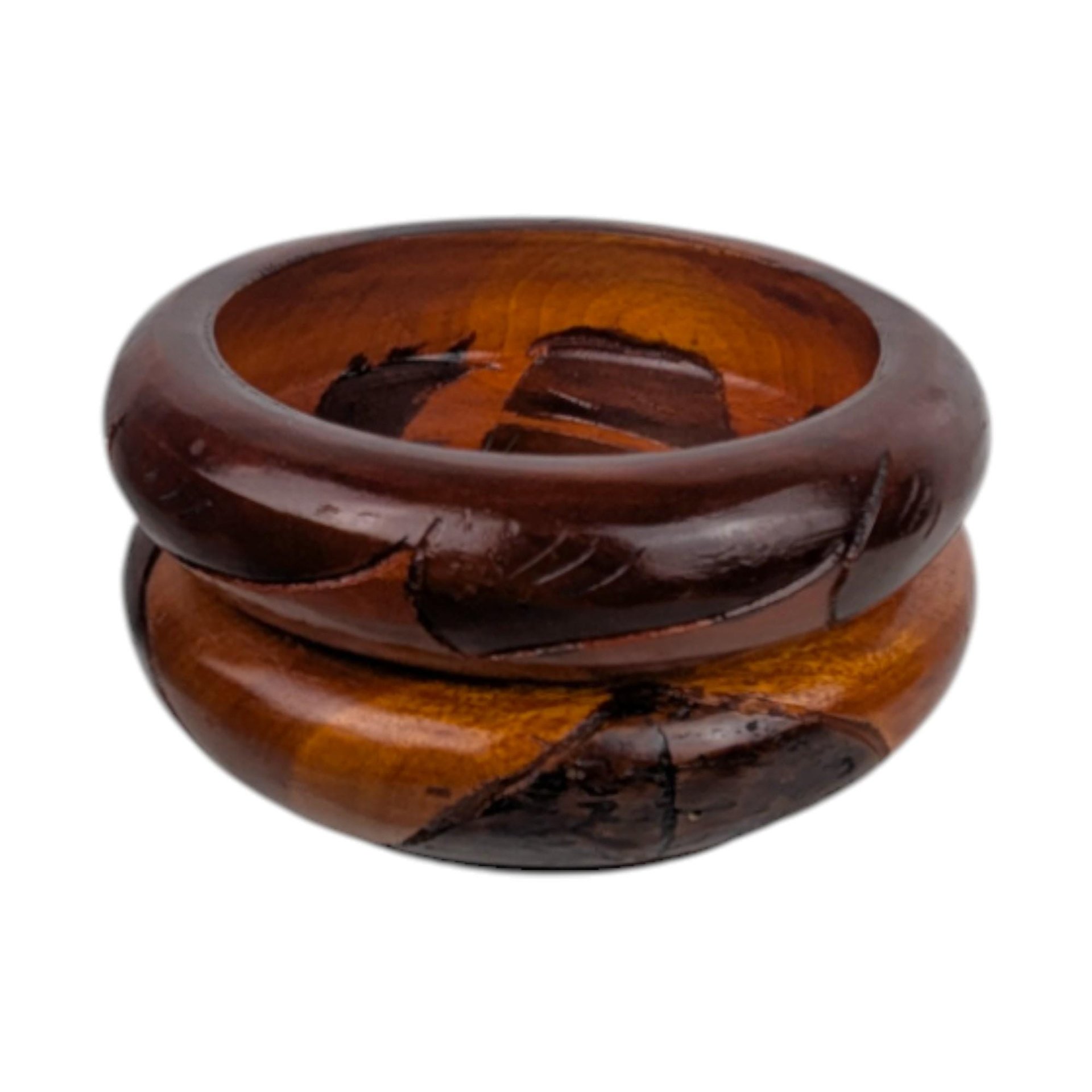 Pair of Vintage Wood Carved Bowls