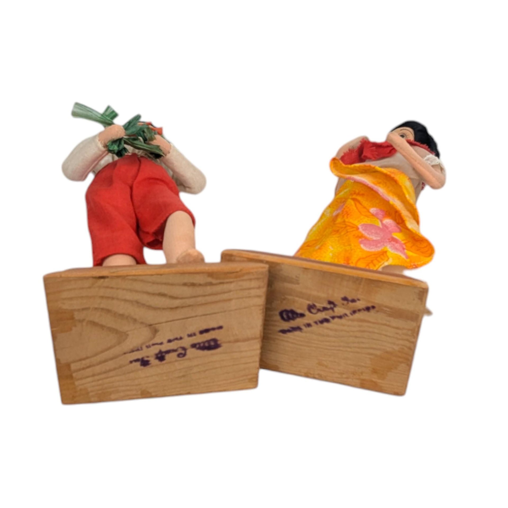 Vintage Asian Folk Art Cloth Doll Figurines