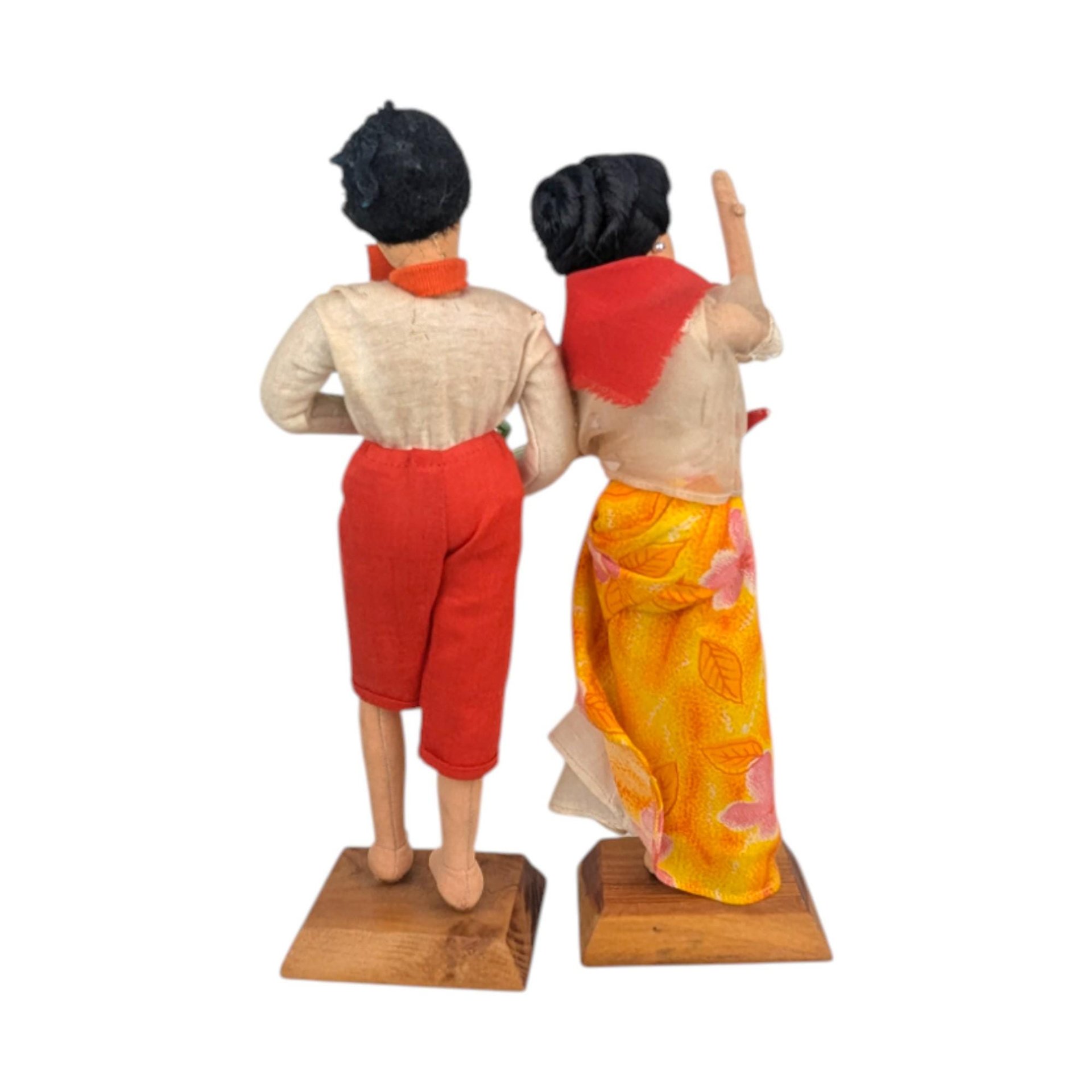 Vintage Asian Folk Art Cloth Doll Figurines