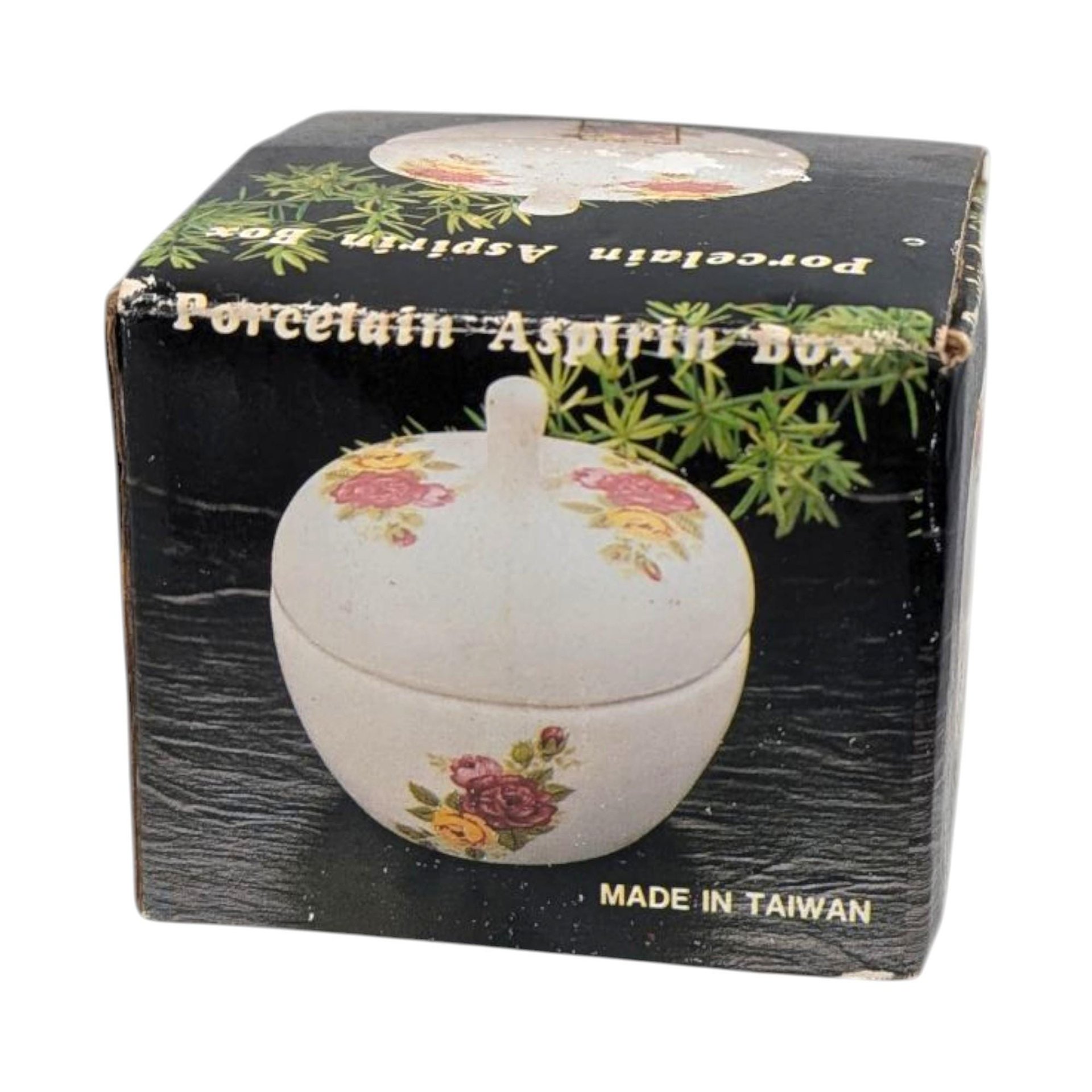 Vintage Porcelain Floral Aspirin Box