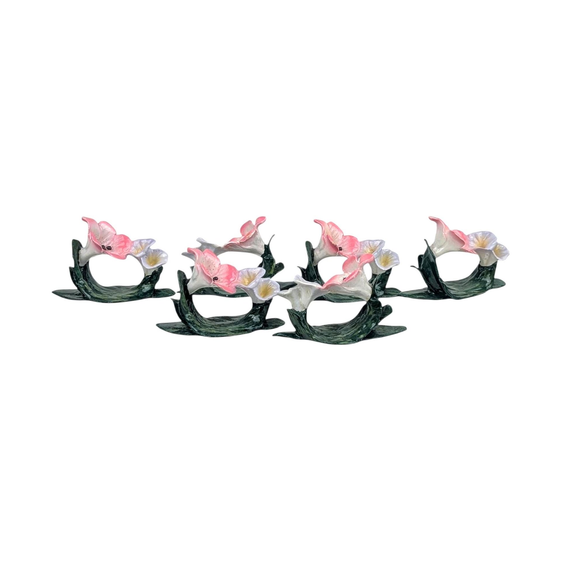 Set of 6 Vintage Floral Napkin Rings (Philippines)