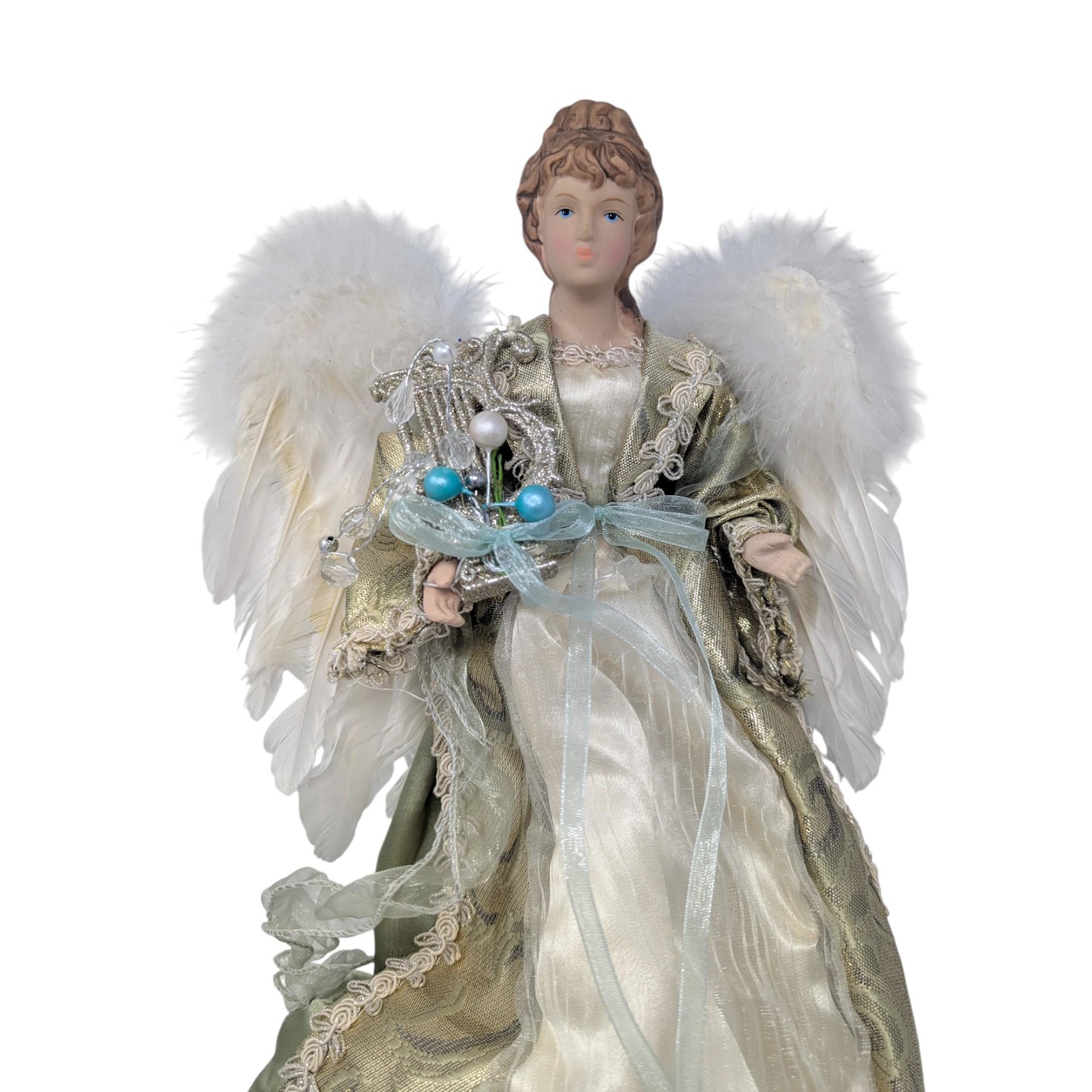 Vintage Porcelain Angel with Harp Tree Topper