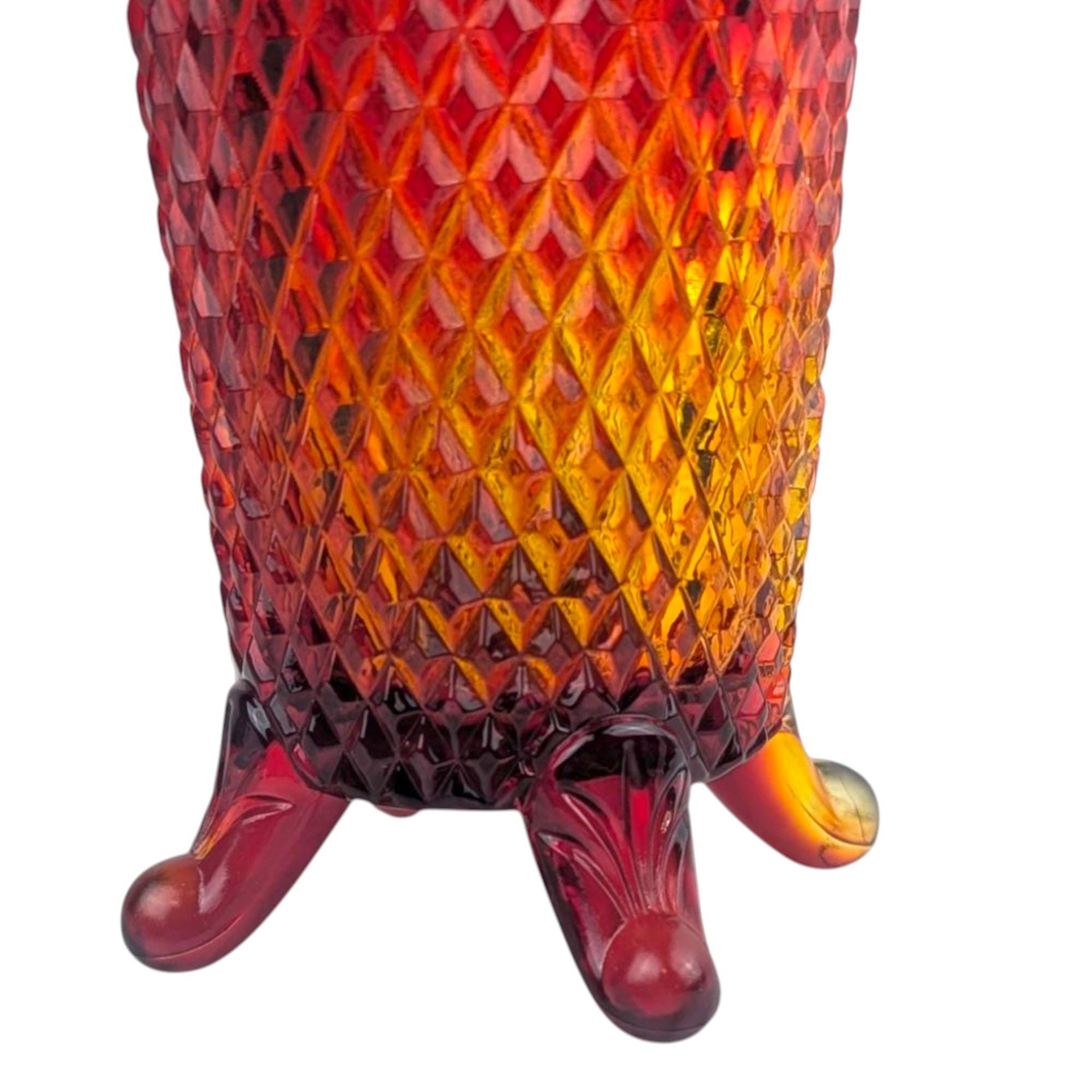 Vintage Imperial Glass Amberina Lace Edge Vase