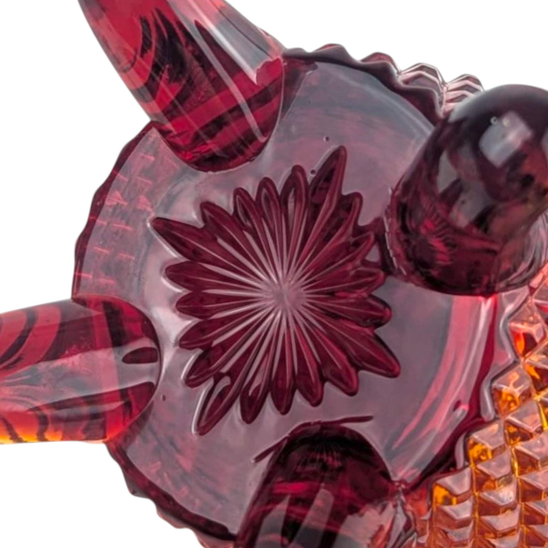 Vintage Imperial Glass Amberina Lace Edge Vase