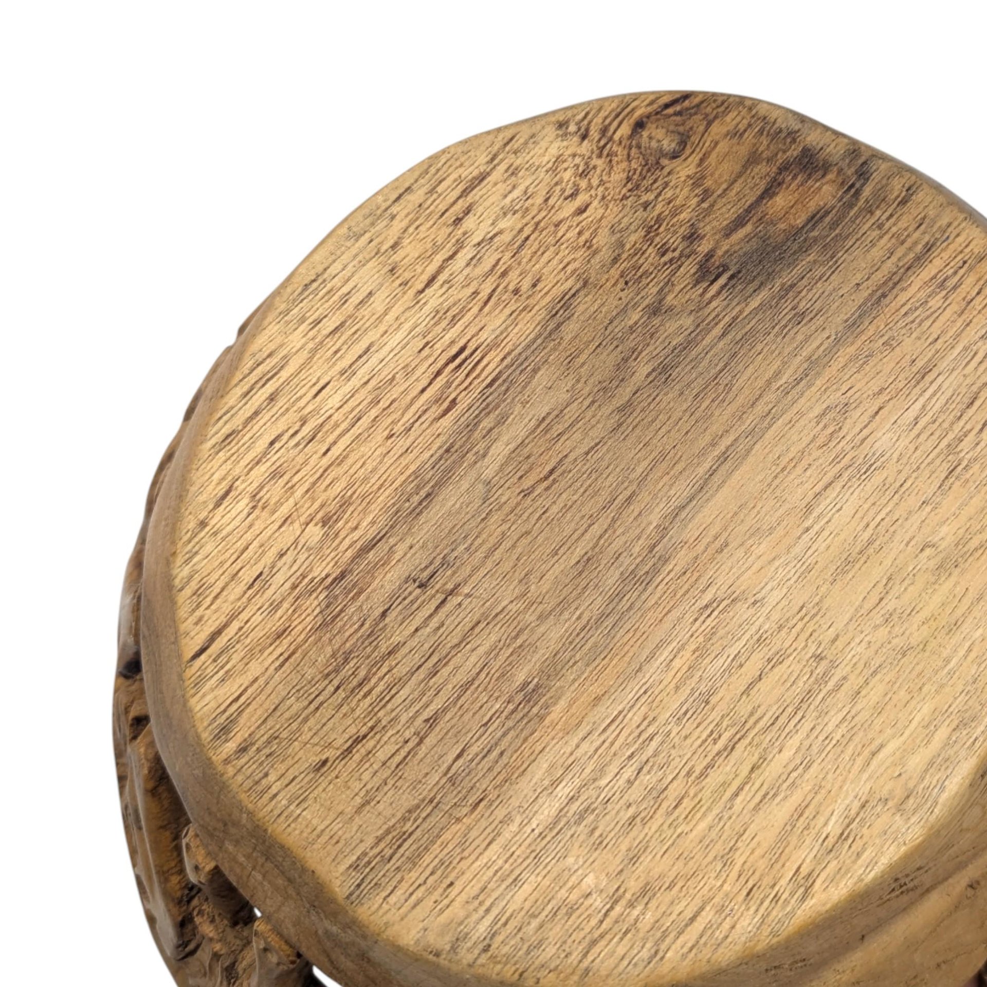 Vintage Hand Carved Wood Bowl with Animal Utensils