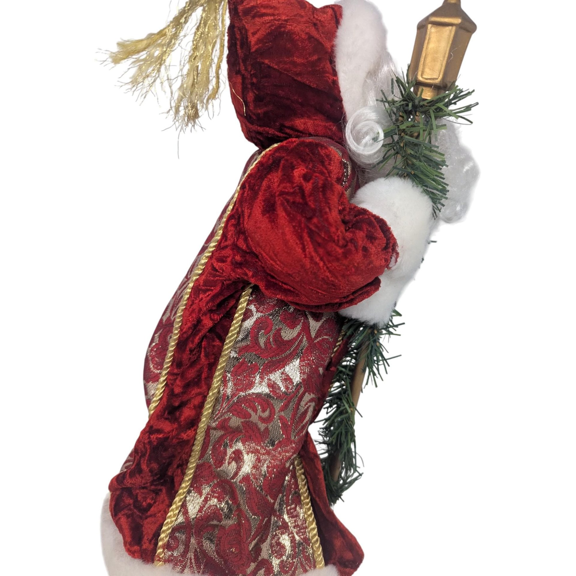 Vintage Burgundy Damask Santa Tree Topper