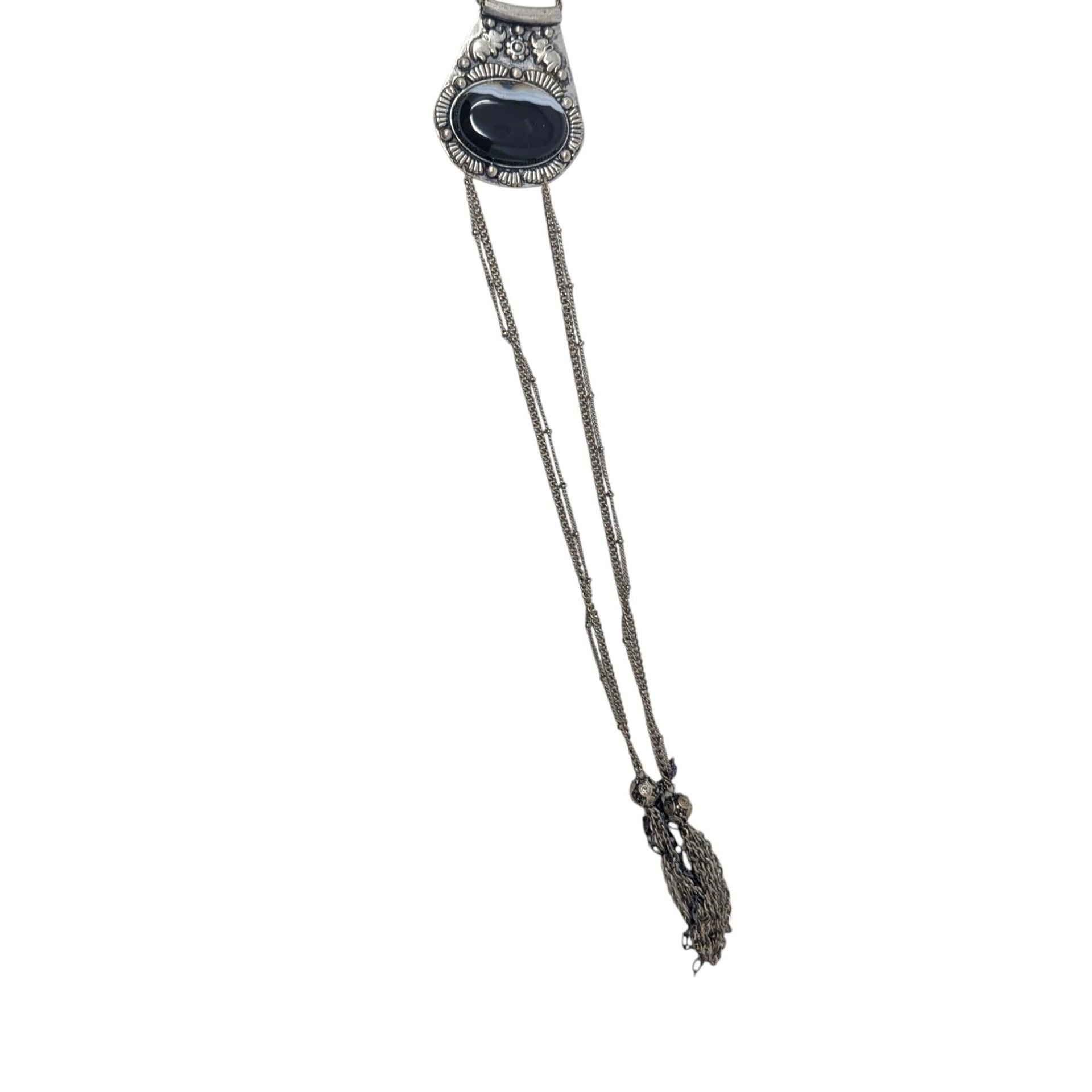 Vintage Silver Tone Statement Pendant Necklace