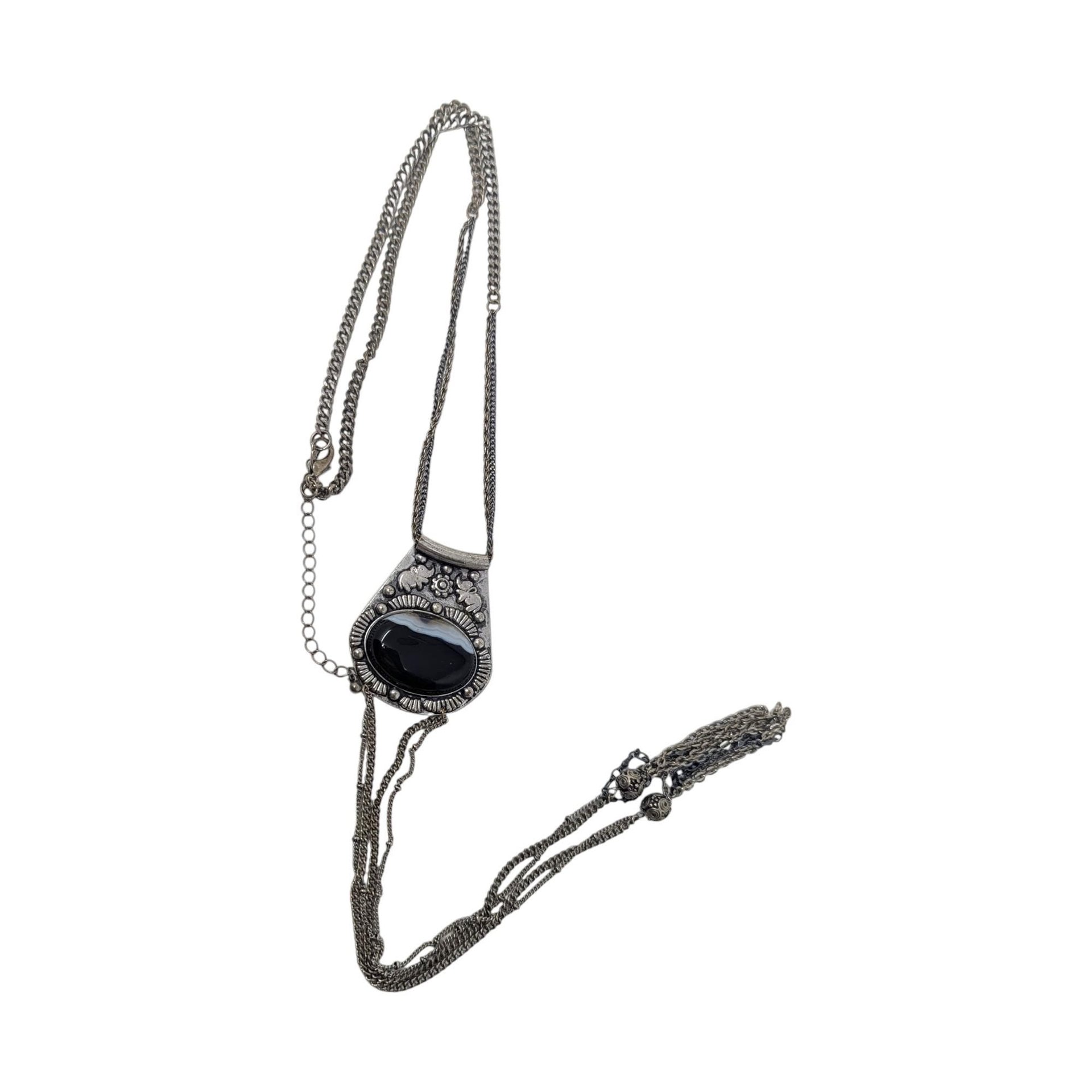 Vintage Silver Tone Statement Pendant Necklace