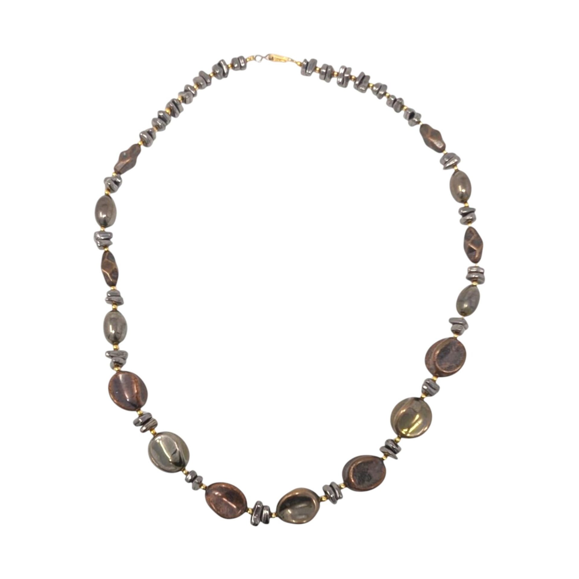 Vintage Earth-Toned Beaded Statement Necklace