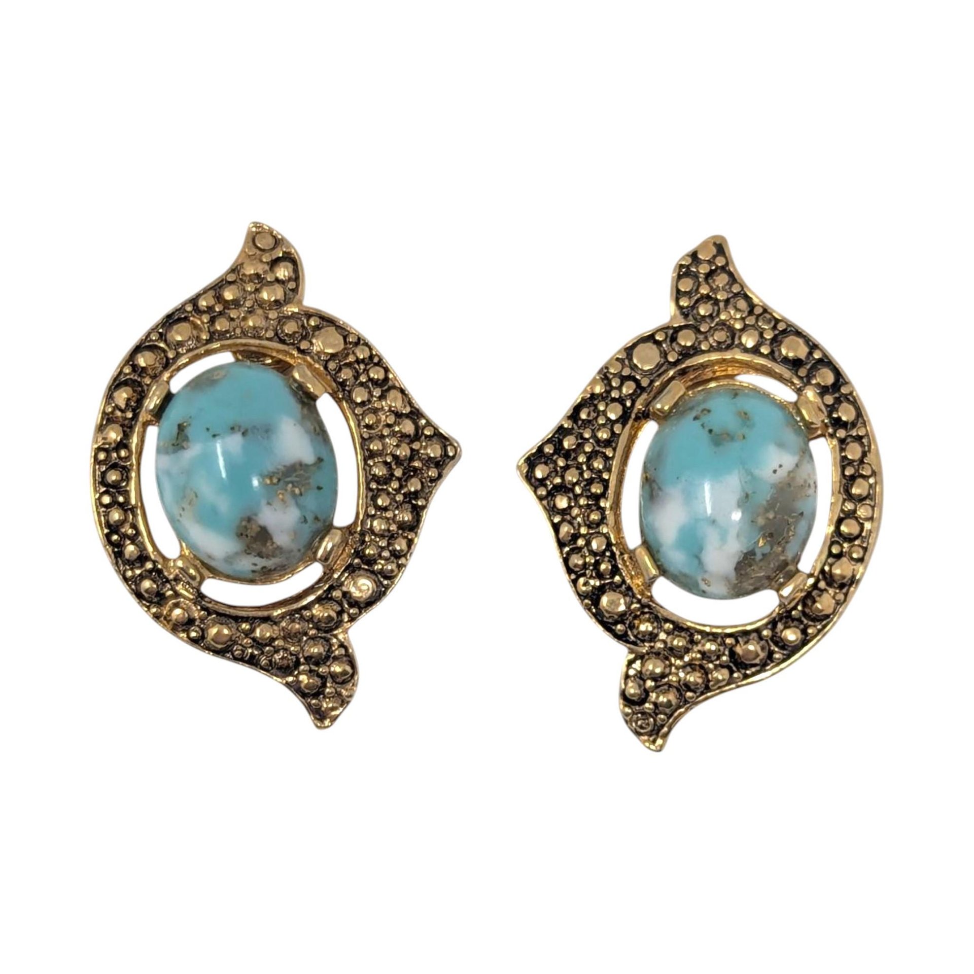 Sarah Coventry Turquoise and Gold Clip-On Earrings