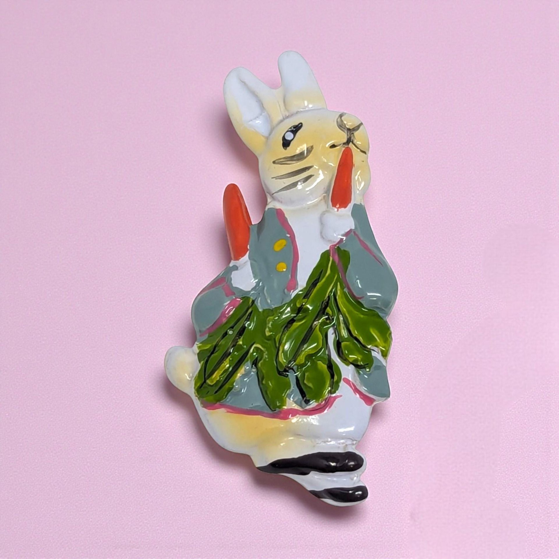 Vintage Enamel Rabbit Brooch