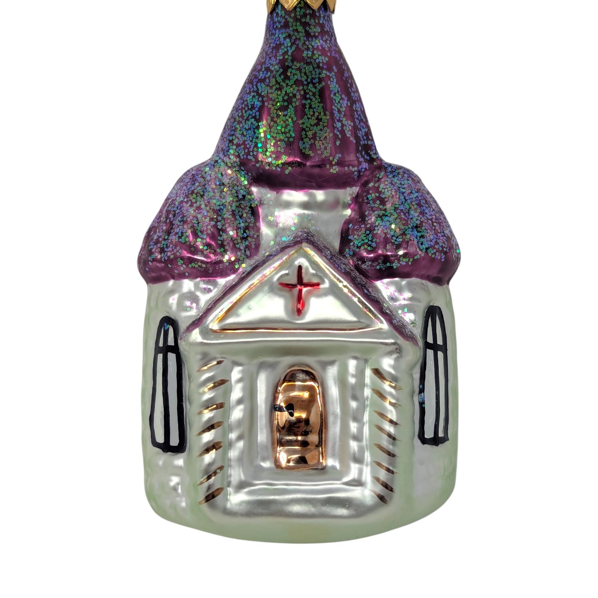 Vintage Christopher Radko Glass Church Ornament
