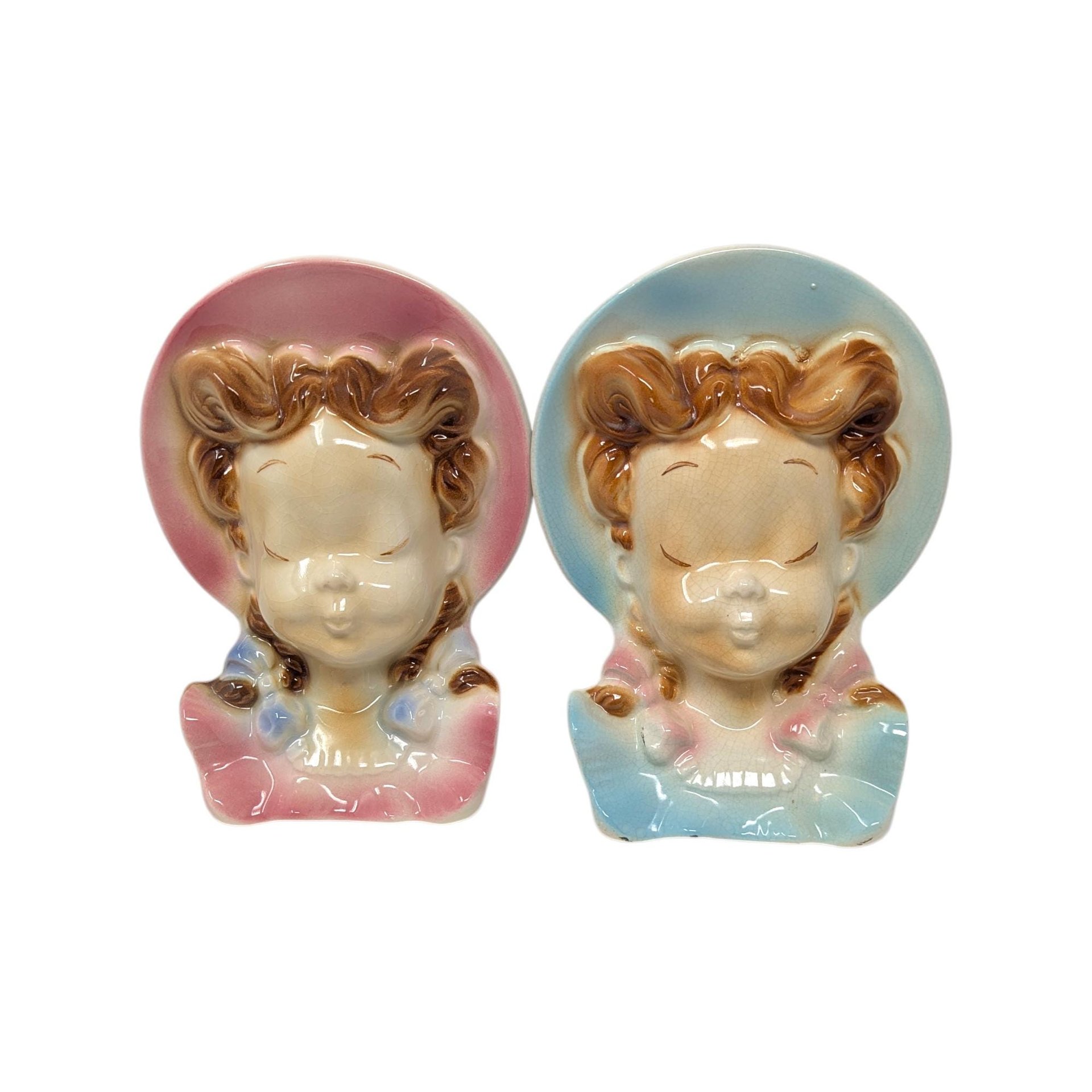 Vintage Royal Copley Lady Head Wall Pocket Planters