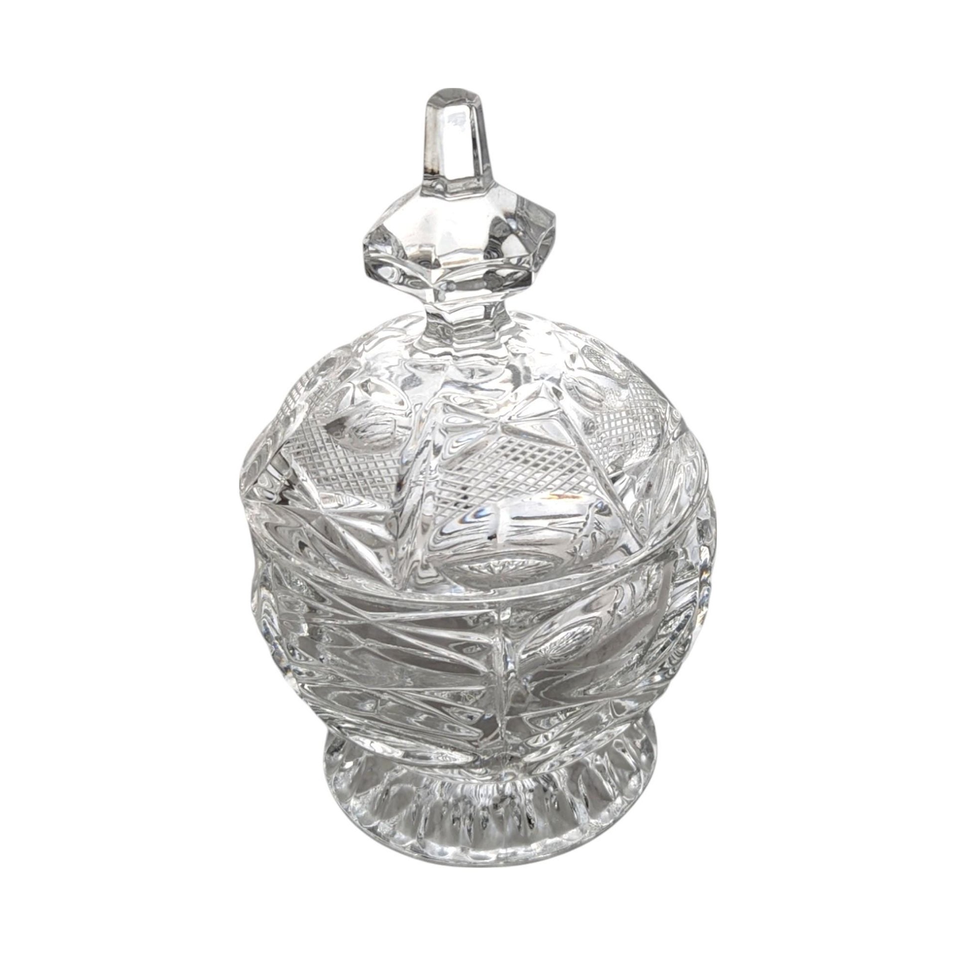 Vintage Crystal Clear Glass Covered Candy Dish