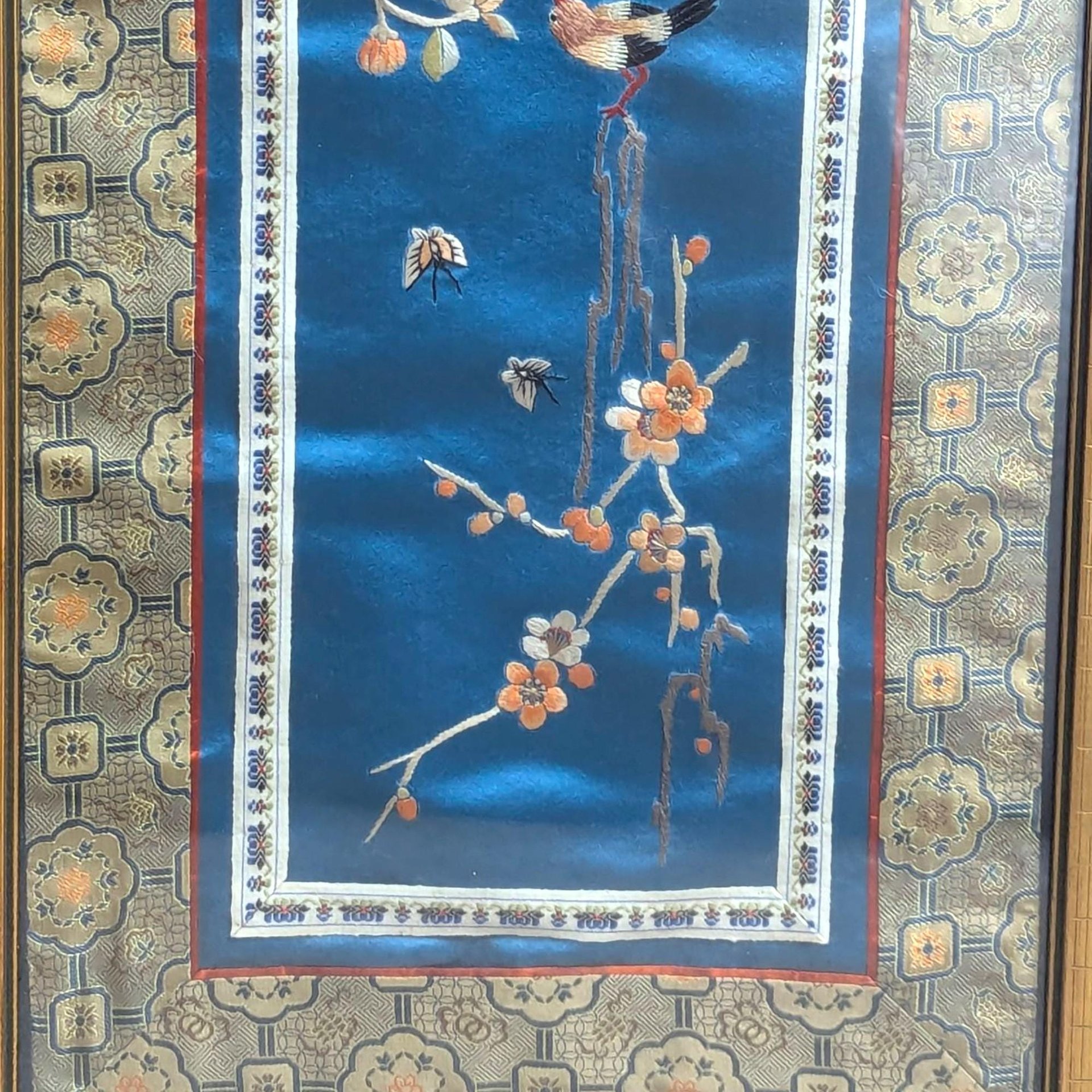Vintage Asian Silk Framed Wall Art